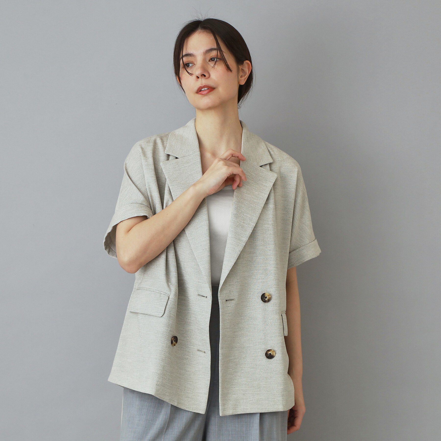 DRESSTERIOR「【UVカット/接触冷感/吸水速乾/セットアップ可】ウォッシャブル リネンライクドルマンジャケット」|テーラードジャケット|