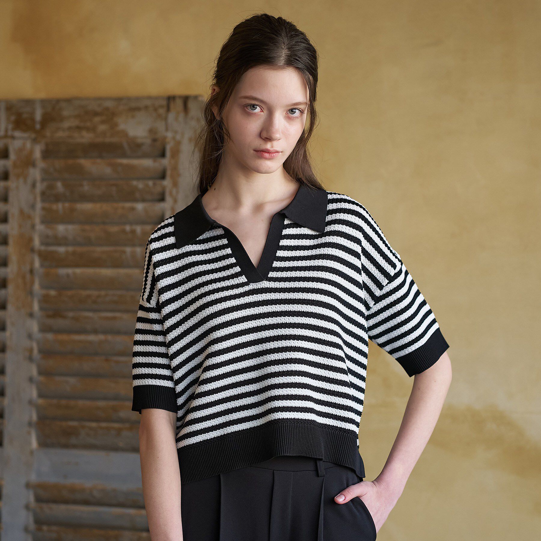 DRESSTERIOR「ウォッシャブルスキッパークロップドニット」|ニット・セーター|