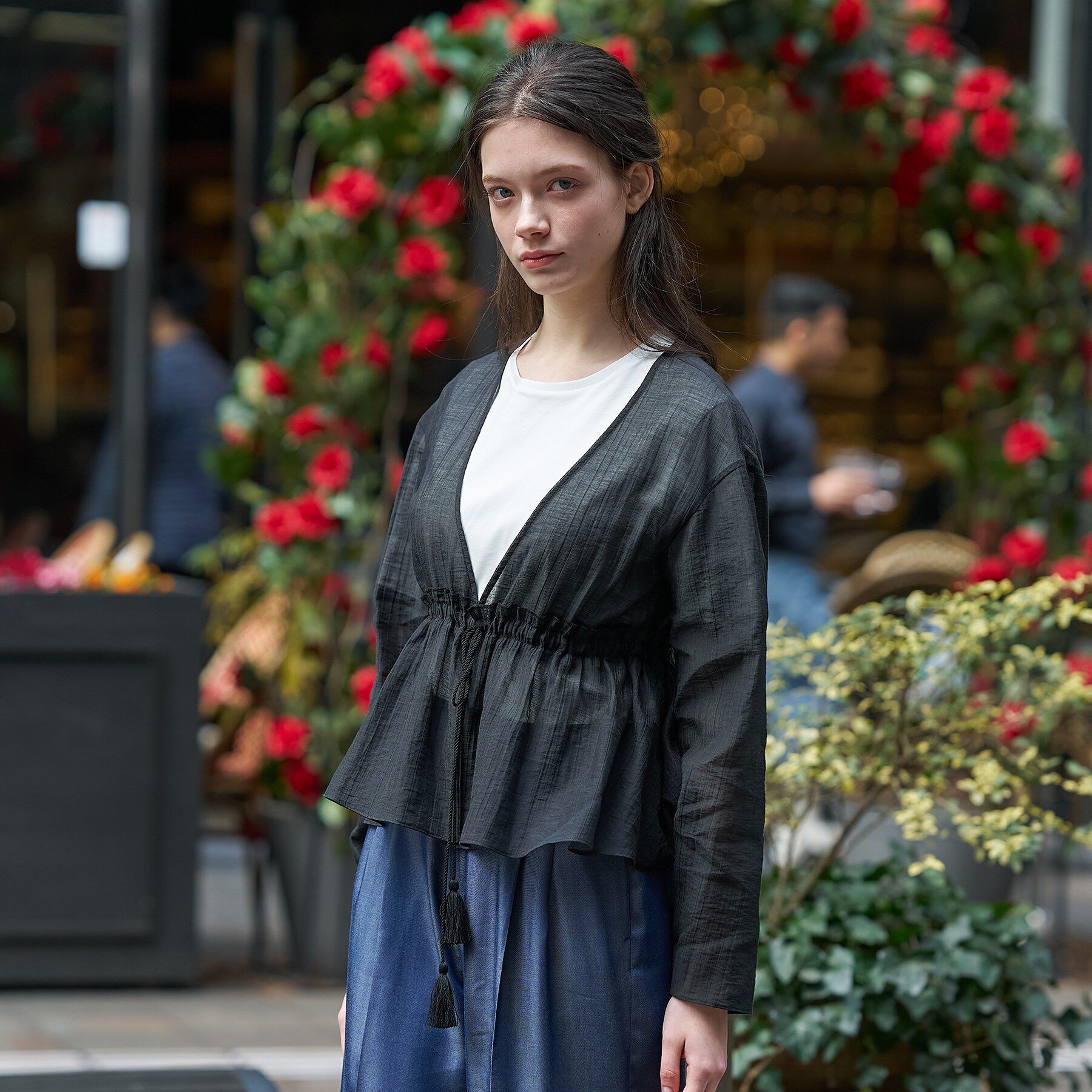 DRESSTERIOR「シアー カーディガンブラウス」|シャツ・ブラウス|ブラック(019)