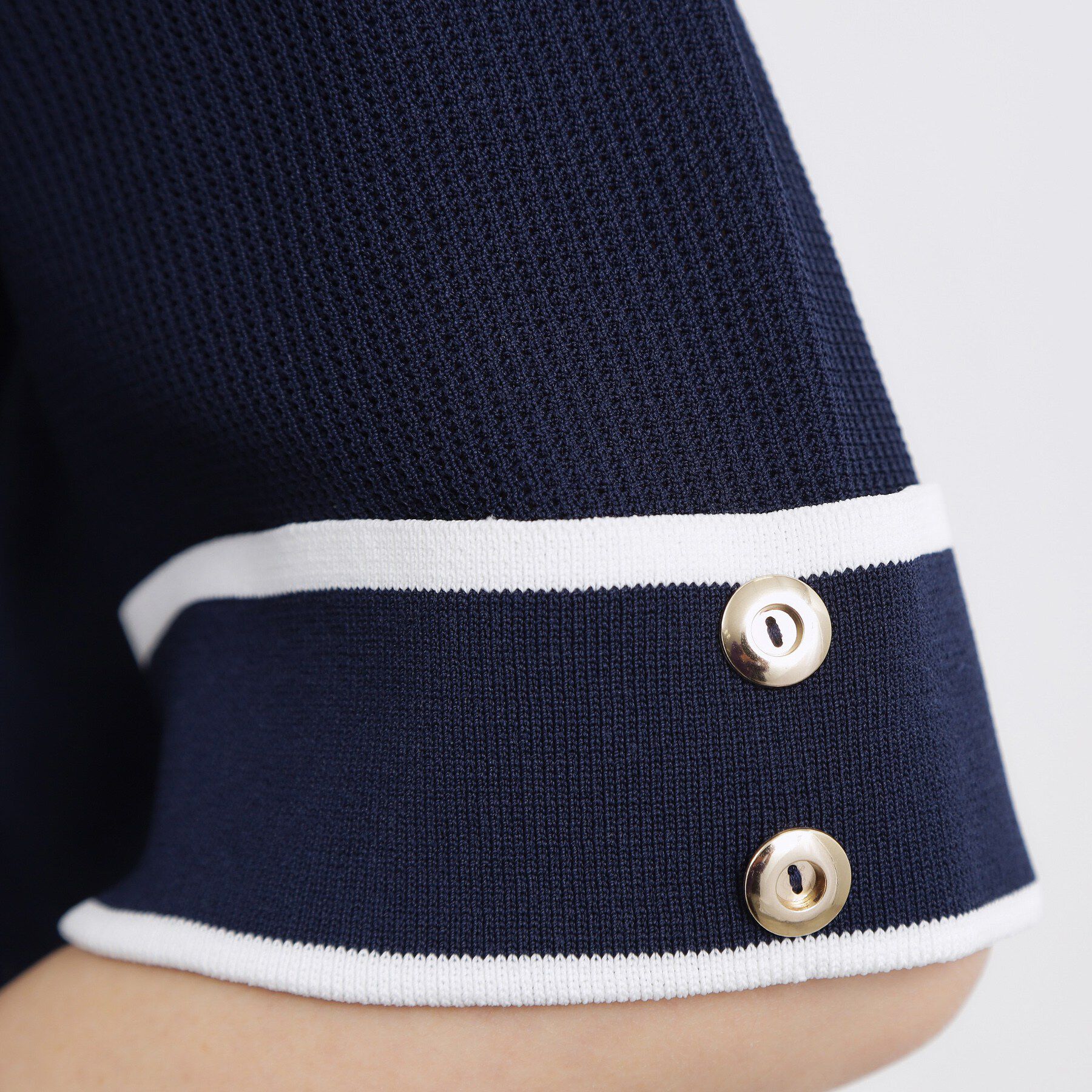 grove「【貴島明日香さん着用】やわらかドライタッチ 袖メッシュ編みニット」|ニット・セーター|