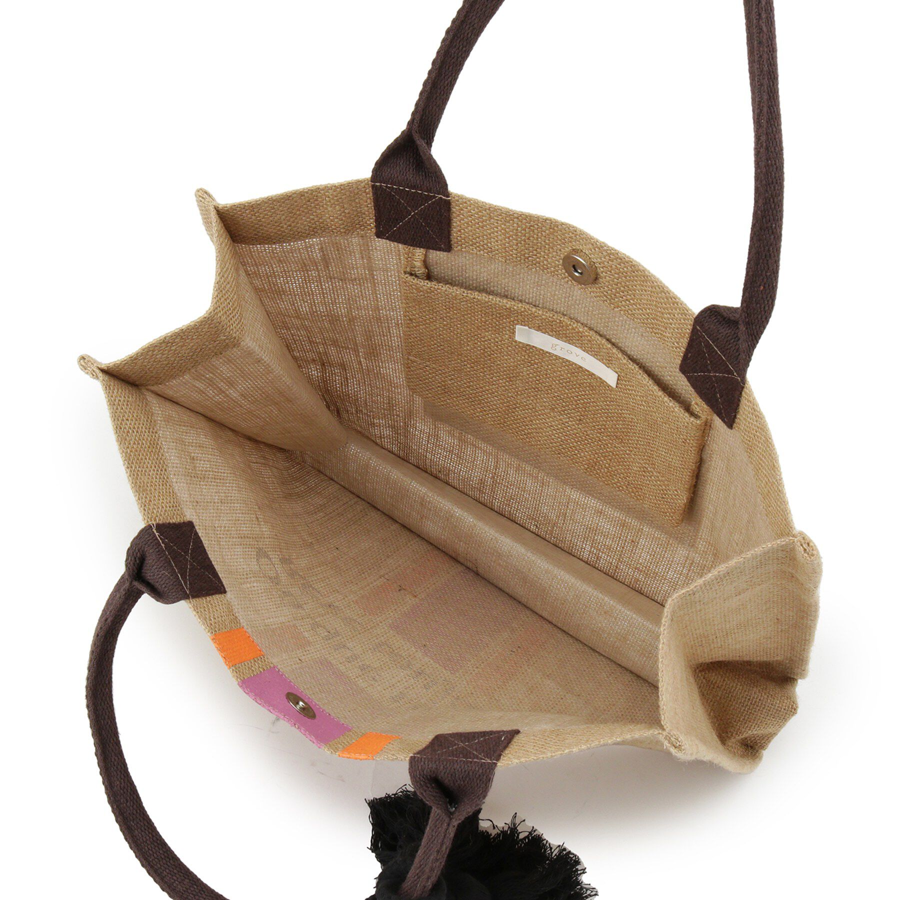 grove「ストライプジュートタッセルA4トート」|トートバッグ|