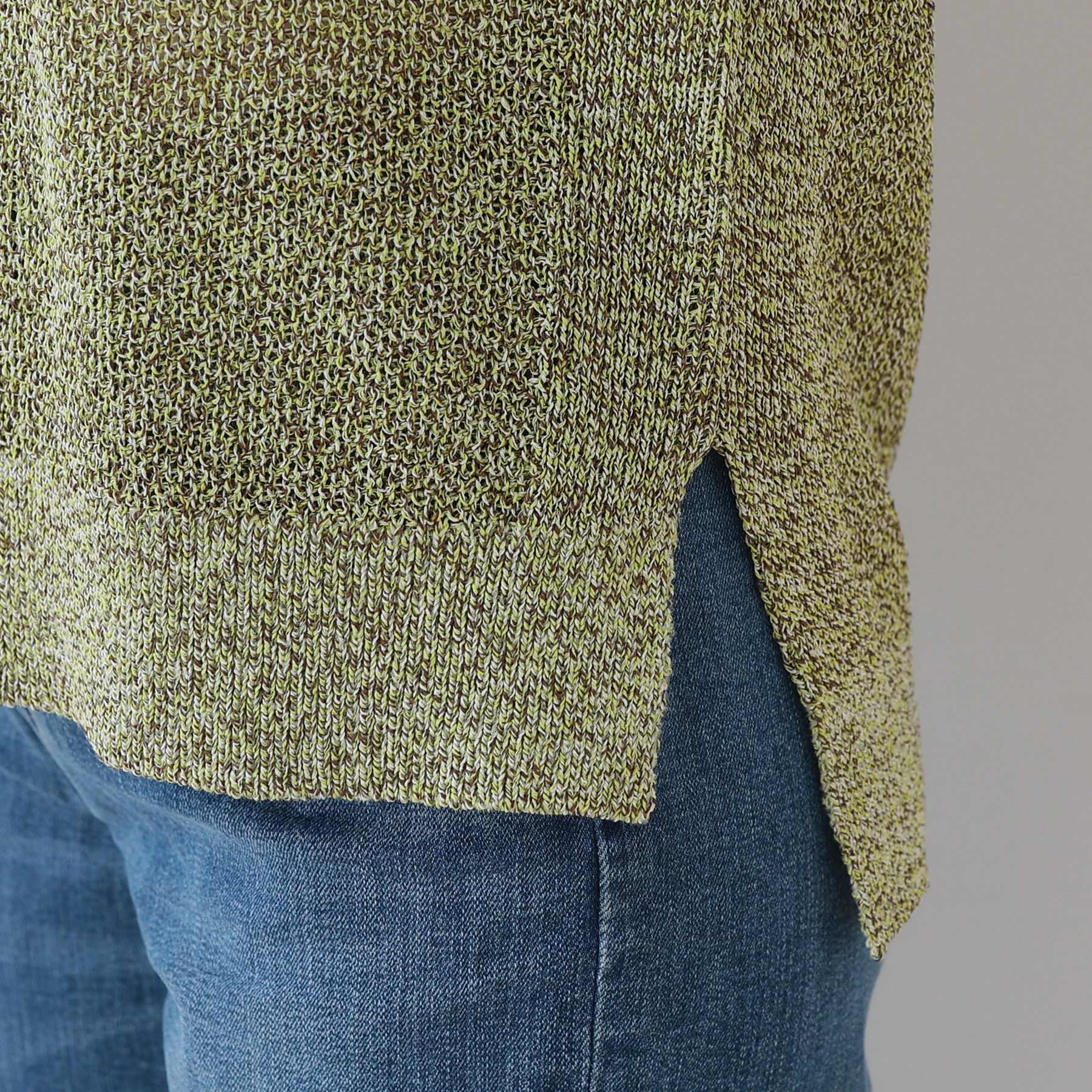 INDIVI「【和紙混素材】フレンチスリーブミックスカラーニット」|ニット・セーター|