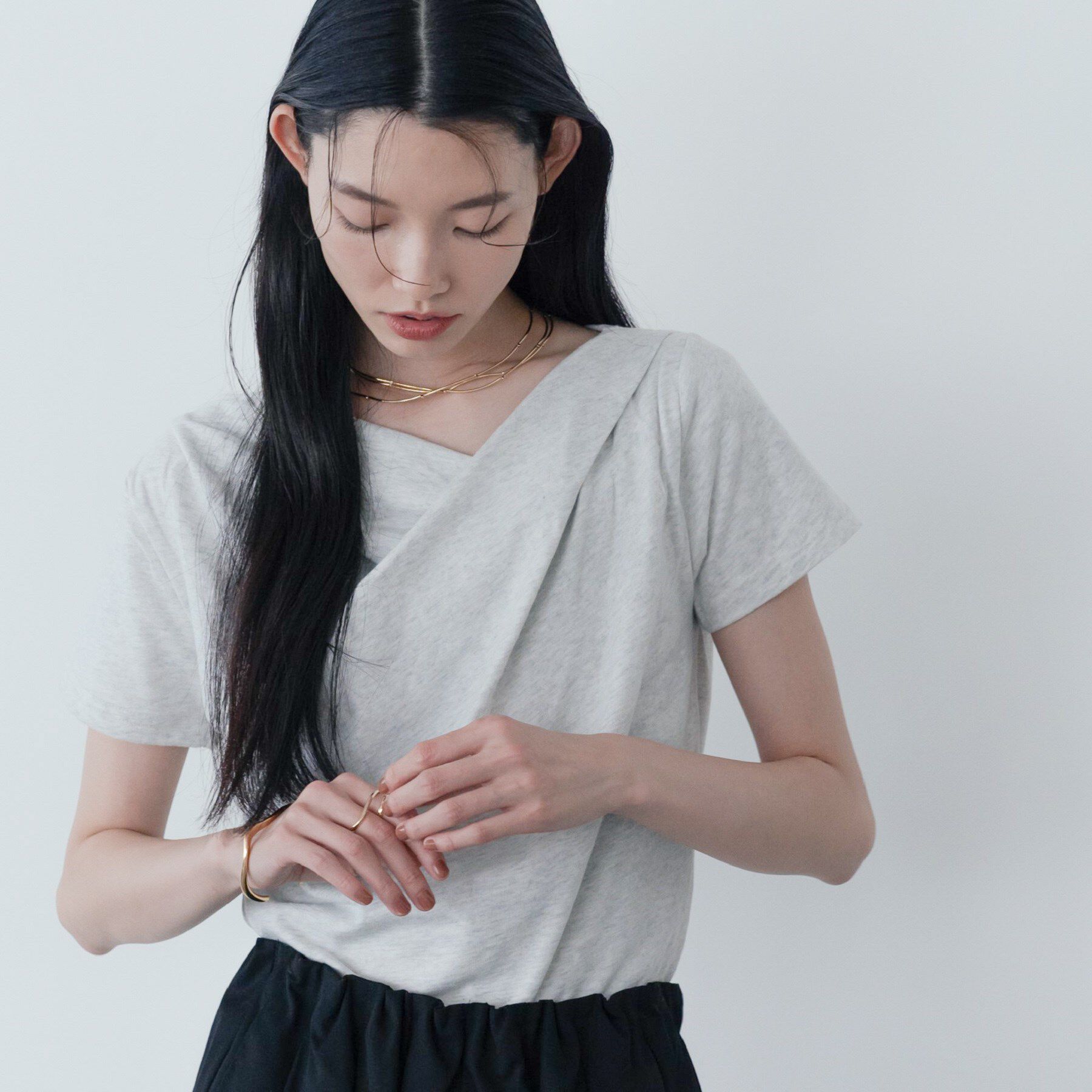 GALLEST「ドレープクロップドカットソー」|Tシャツ・カットソー|グレージュ(050)