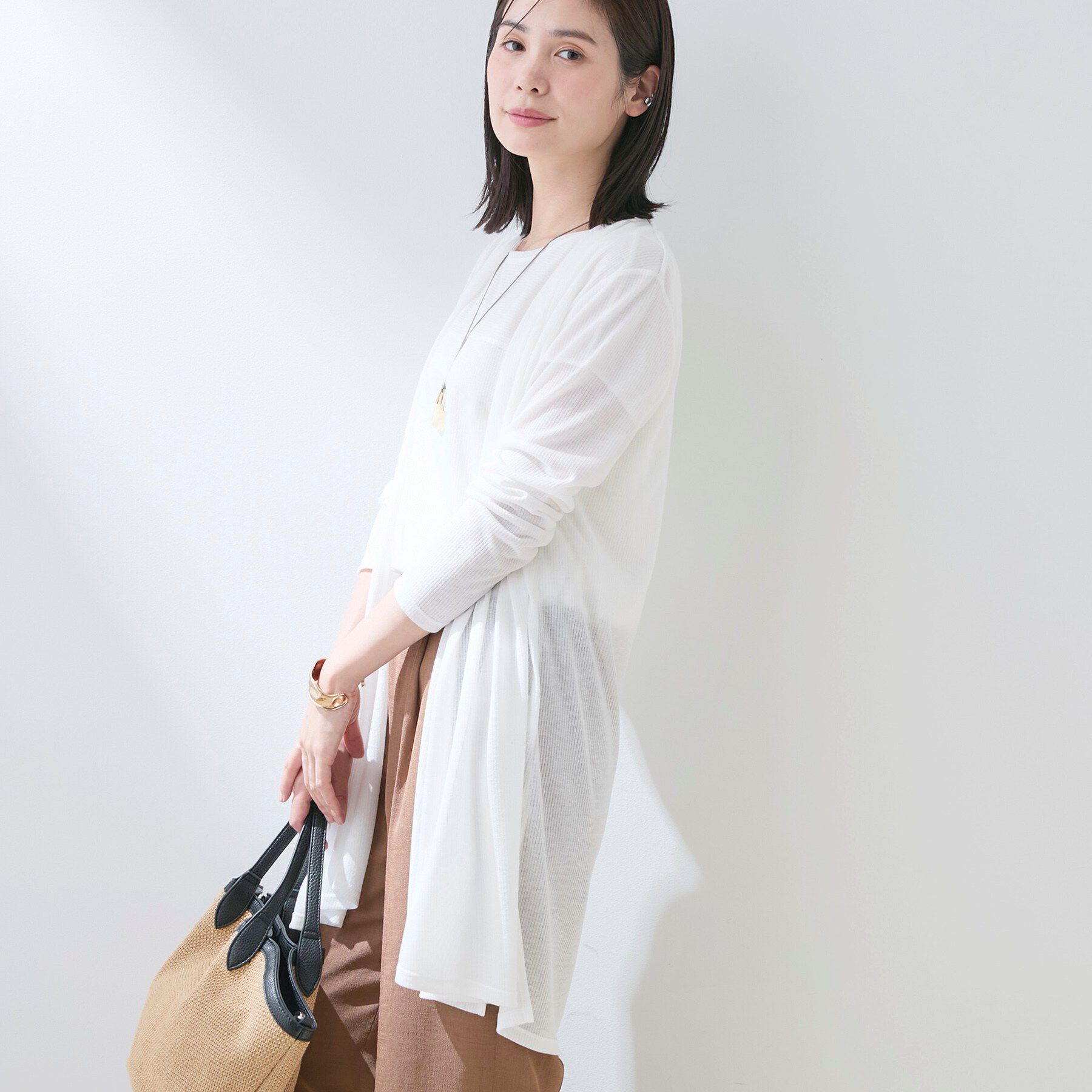 INDIVI「【洗える／アンサンブル可能】シアースストライプカーディガン」|カーディガン|