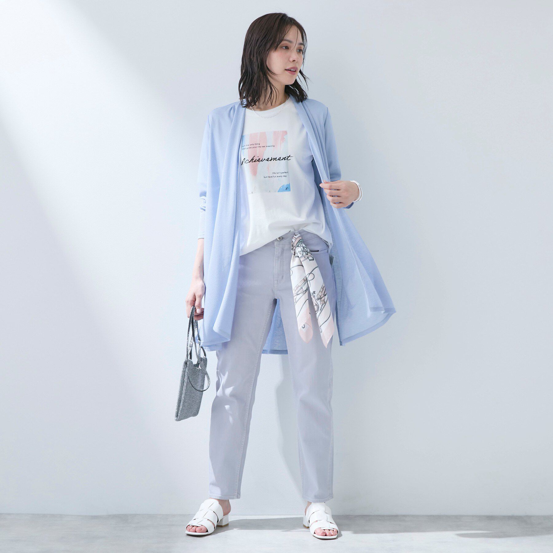 INDIVI「【洗える／アンサンブル可能】シアースストライプカーディガン」|カーディガン|