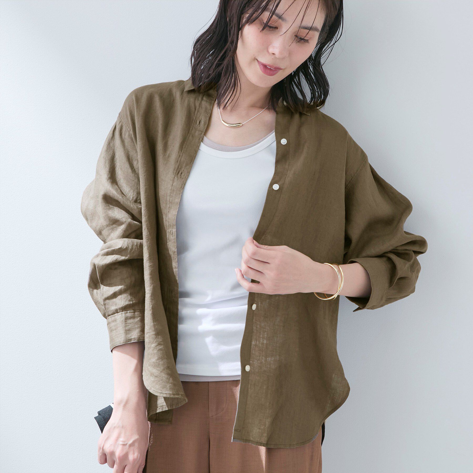 INDIVI「【接触冷感／2WAY】カシュクールリネンシャツ」|シャツ・ブラウス|