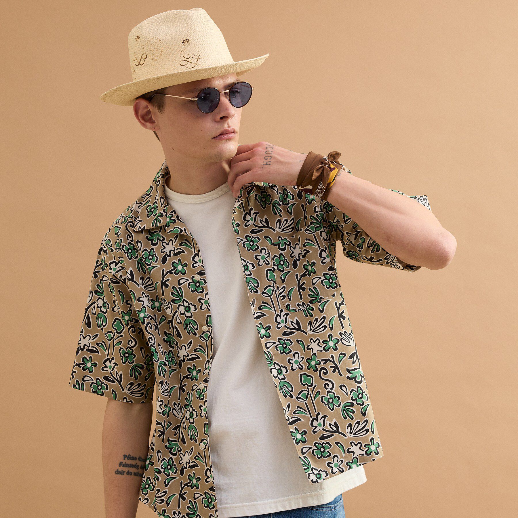 40CARATS&525「フラワープリントオープンカラー半袖シャツ」|シャツ・ブラウス|