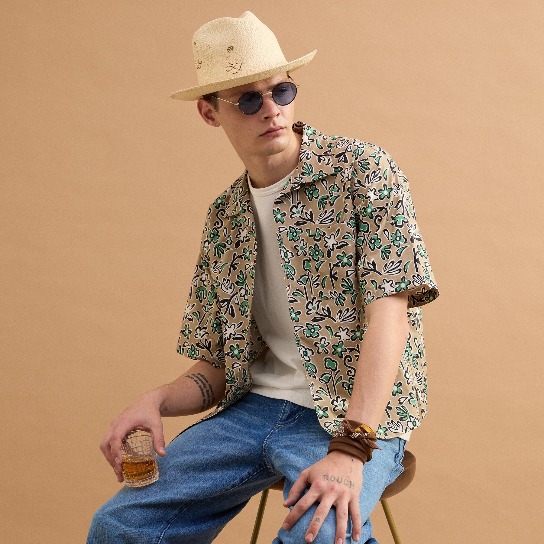 40CARATS&525「フラワープリントオープンカラー半袖シャツ」|シャツ・ブラウス|