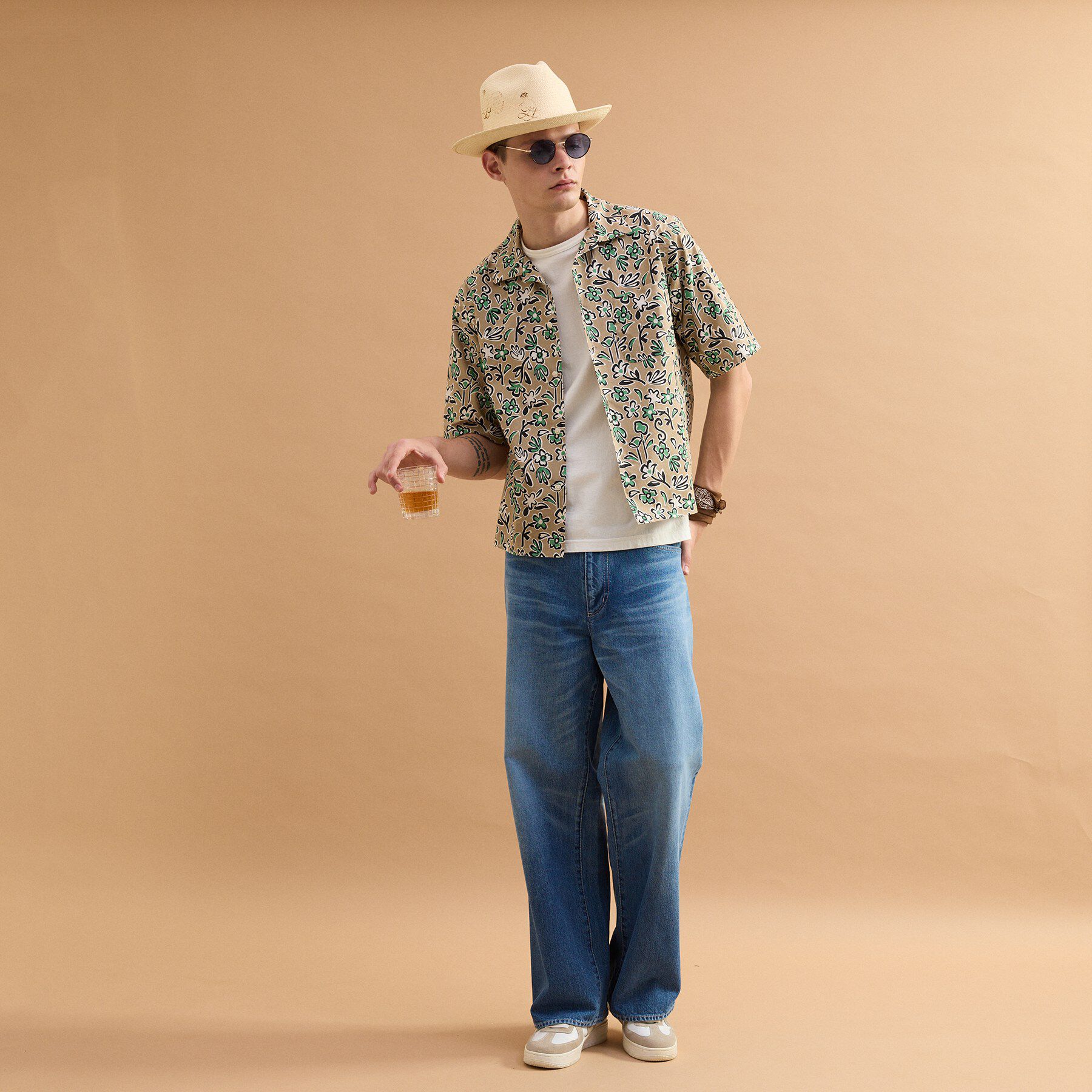 40CARATS&525「フラワープリントオープンカラー半袖シャツ」|シャツ・ブラウス|