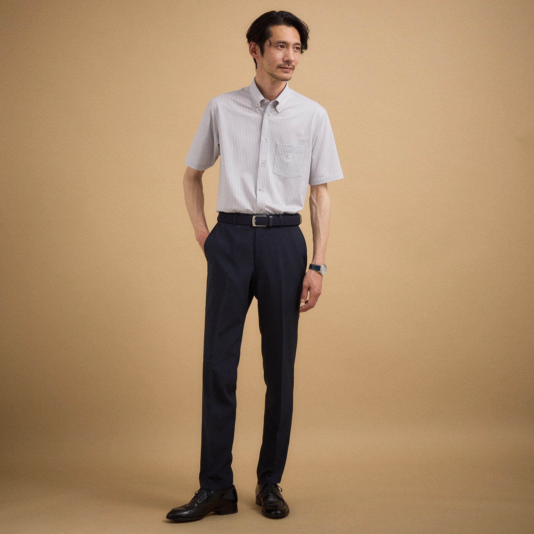 TAKEO KIKUCHI「【接触冷感】 ジャージストライプ シャツ」|シャツ・ブラウス|