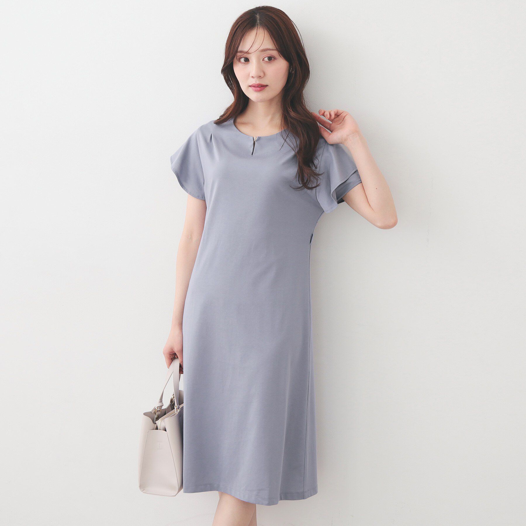 index「Iラインフレアスリーブワンピース【洗濯機OK/接触冷感/UVケア】《XS～3L/6col》」|ワンピース|