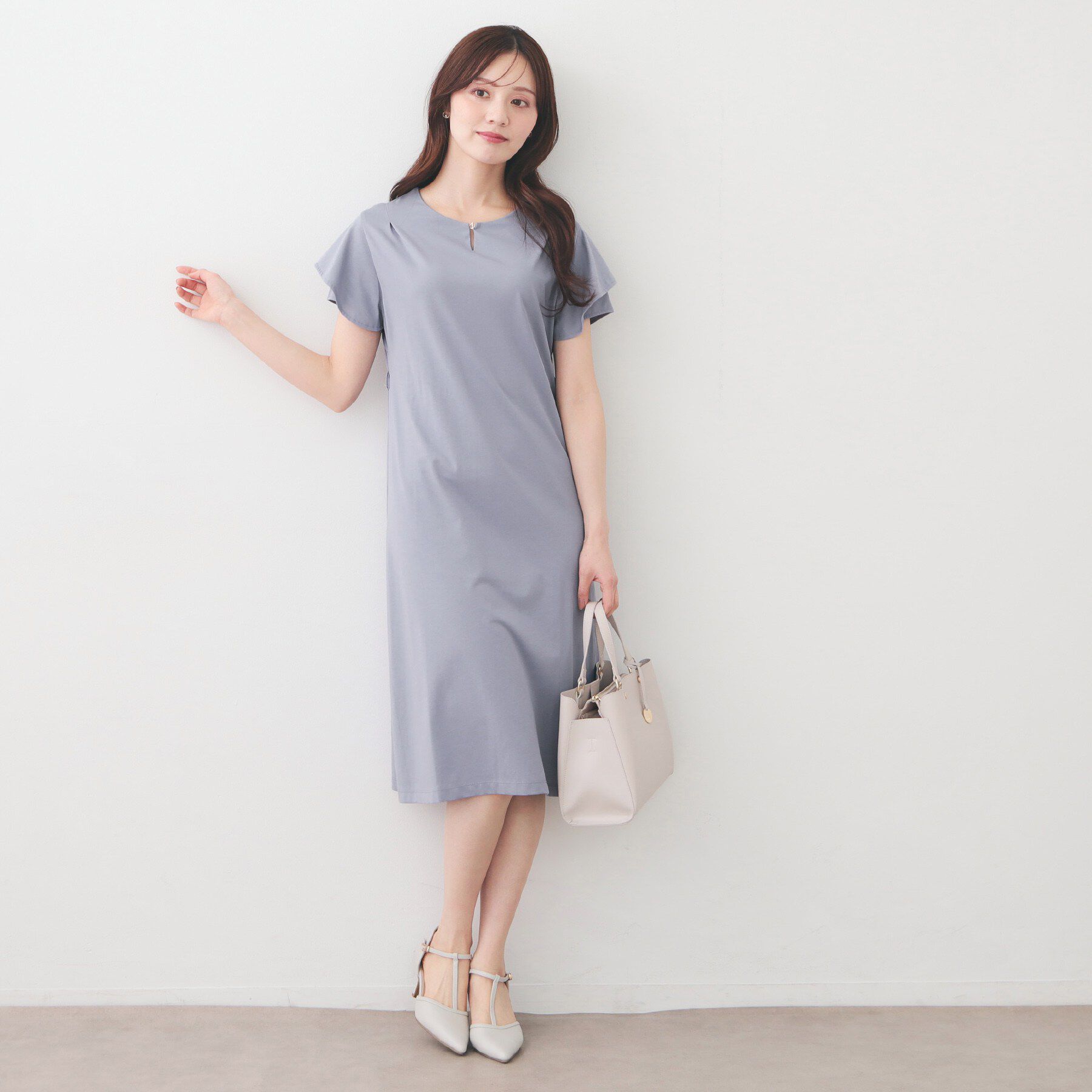 index「Iラインフレアスリーブワンピース【洗濯機OK/接触冷感/UVケア】《XS～3L/6col》」|ワンピース|