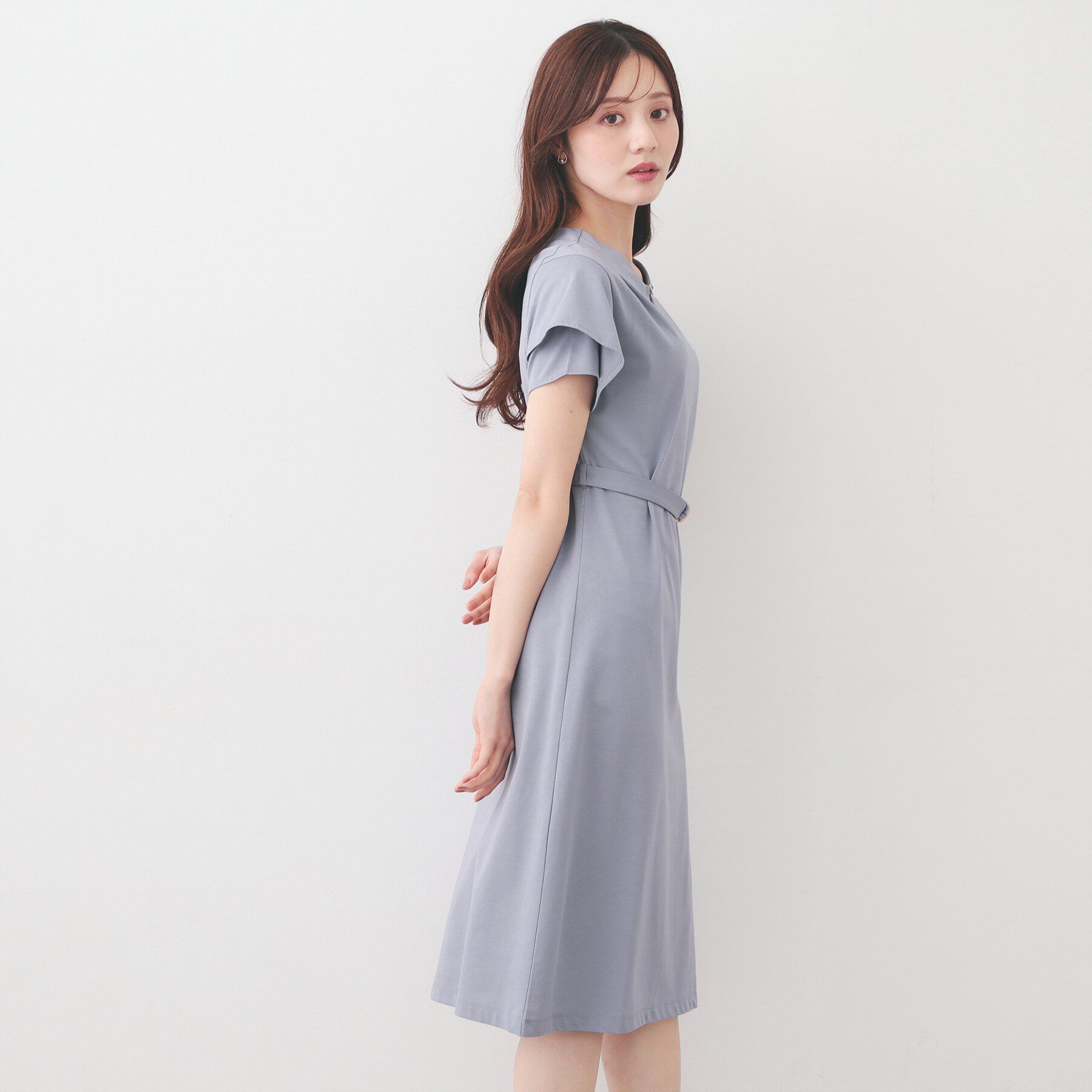 index「Iラインフレアスリーブワンピース【洗濯機OK/接触冷感/UVケア】《XS～3L/6col》」|ワンピース|