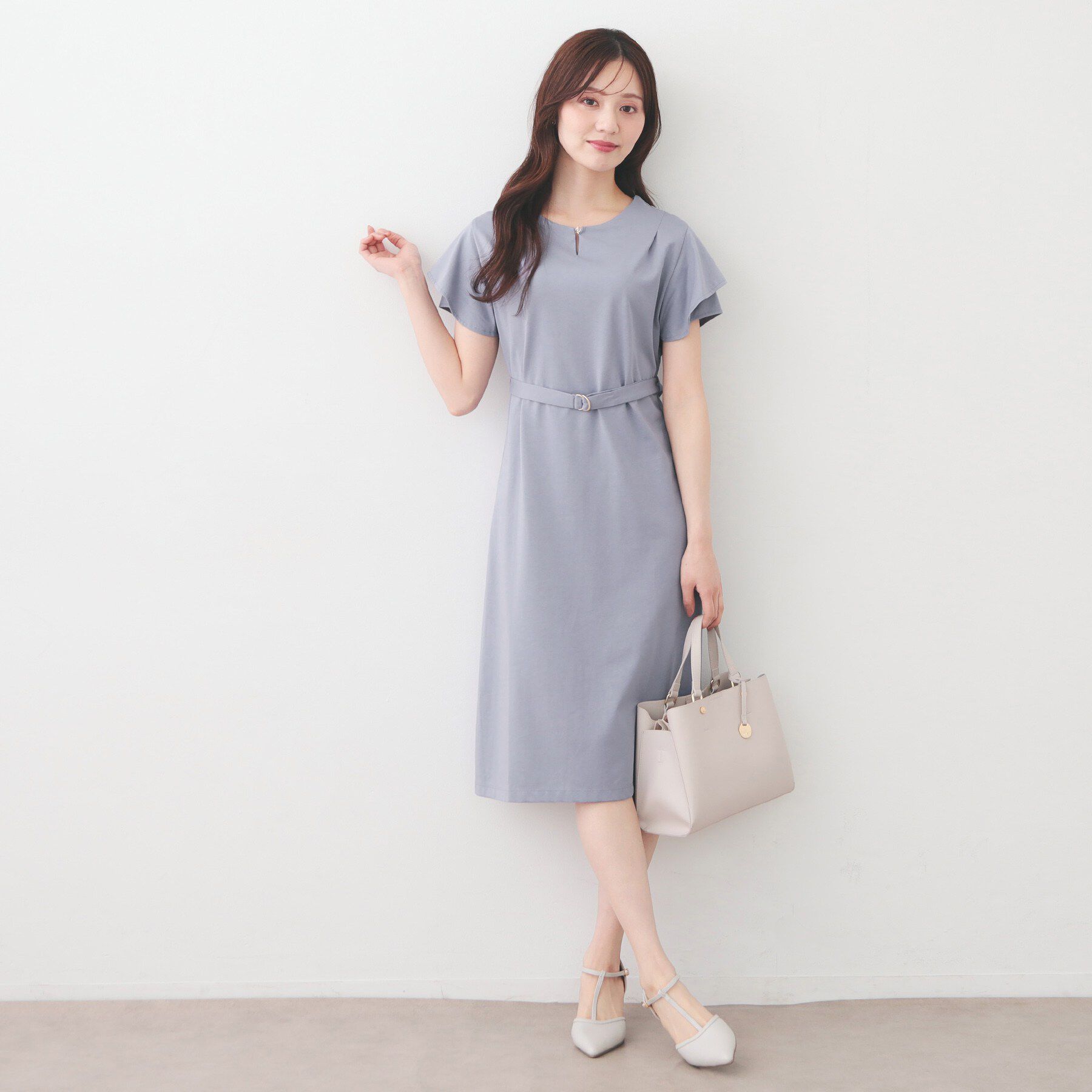 index「Iラインフレアスリーブワンピース【洗濯機OK/接触冷感/UVケア】《XS～3L/6col》」|ワンピース|