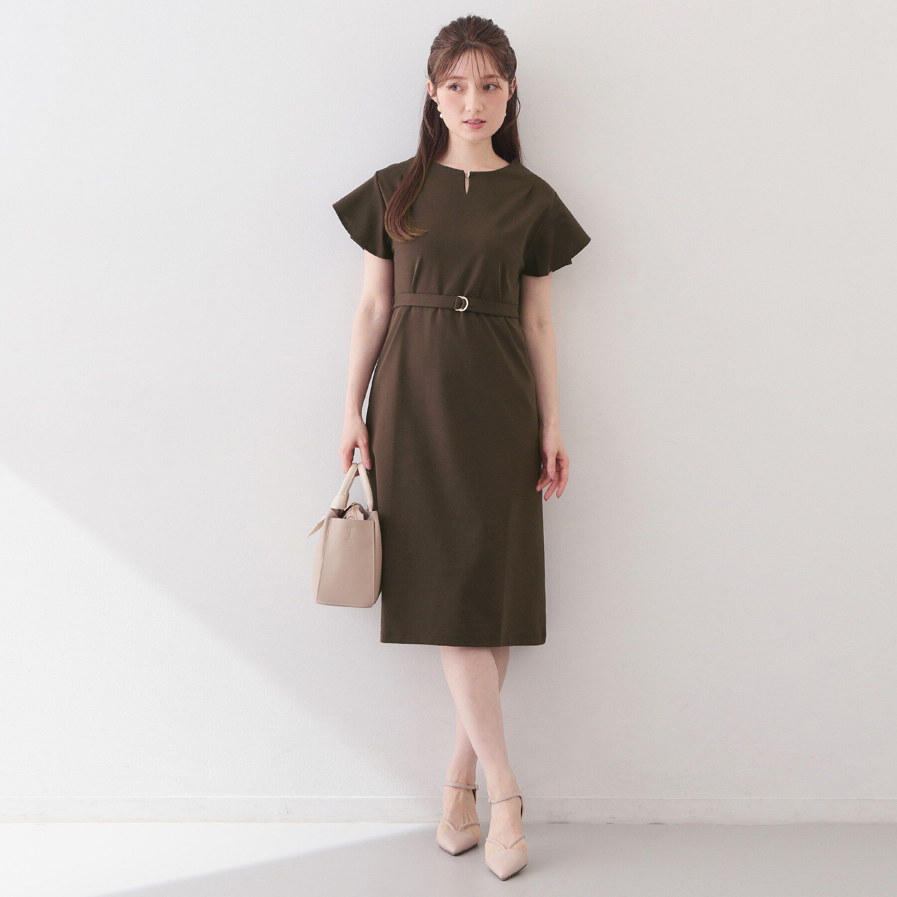 index「Iラインフレアスリーブワンピース【洗濯機OK/接触冷感/UVケア】《XS～3L/6col》」|ワンピース|