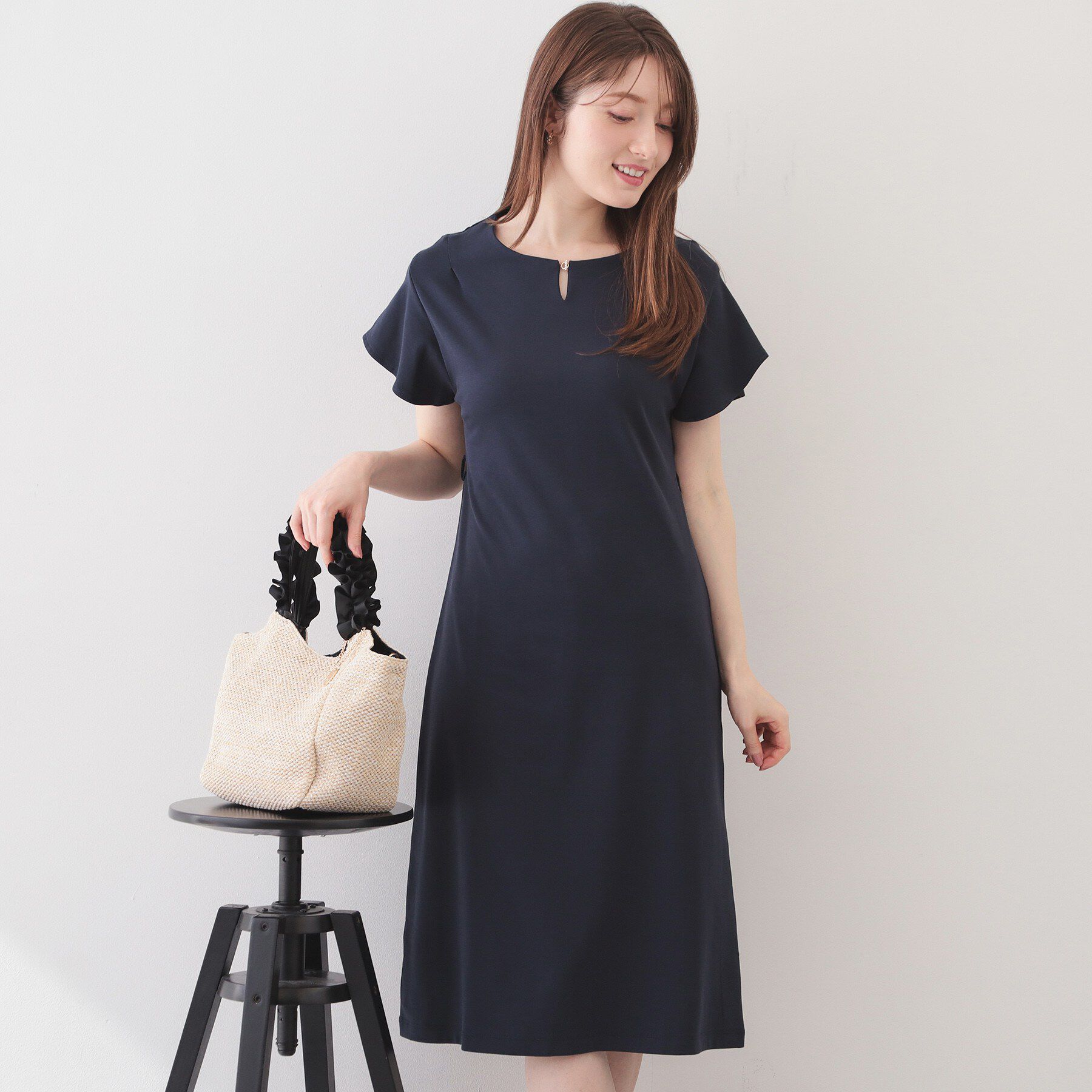 index「Iラインフレアスリーブワンピース【洗濯機OK/接触冷感/UVケア】《XS～3L/6col》」|ワンピース|