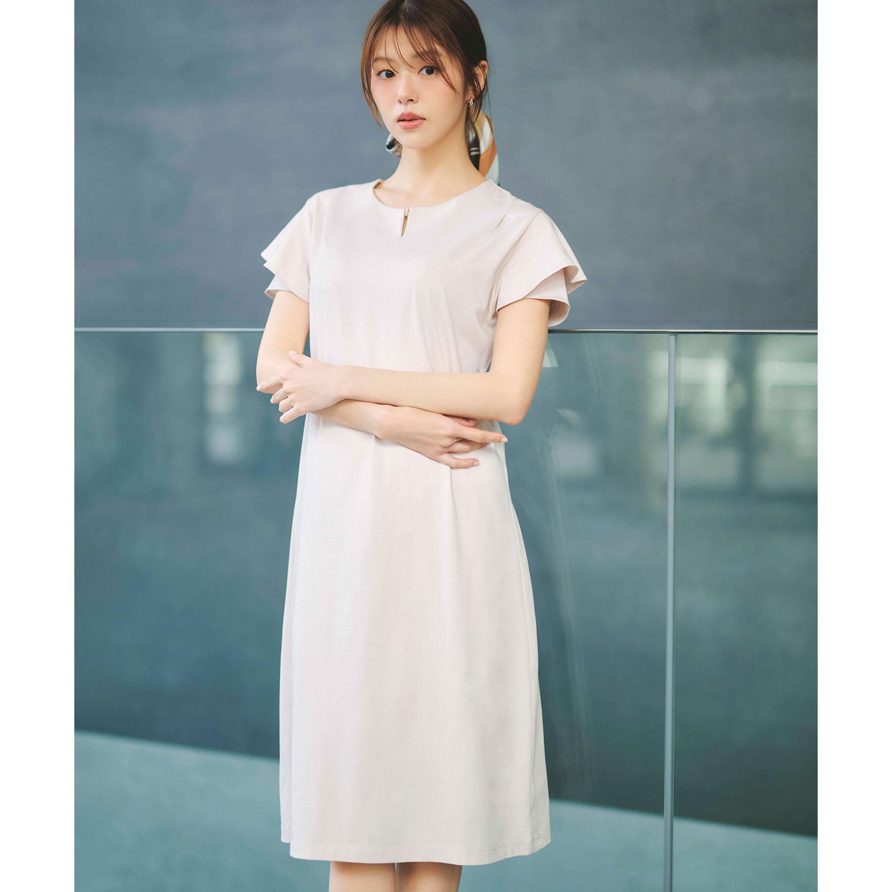 index「Iラインフレアスリーブワンピース【洗濯機OK/接触冷感/UVケア】《XS～3L/6col》」|ワンピース|