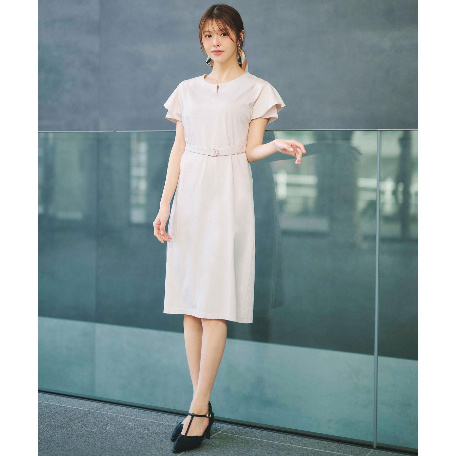 index「Iラインフレアスリーブワンピース【洗濯機OK/接触冷感/UVケア】《XS～3L/6col》」|ワンピース|