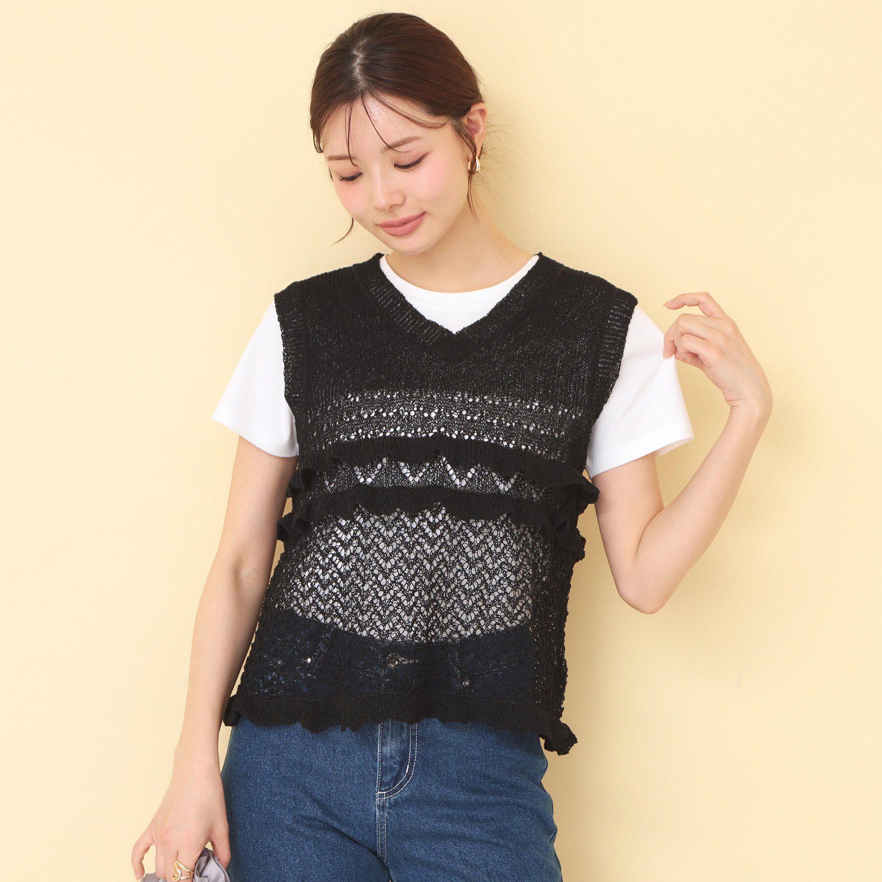 index「リボンテープロゴTシャツ【洗濯機OK／接触冷感／UVケア】」|Tシャツ・カットソー|