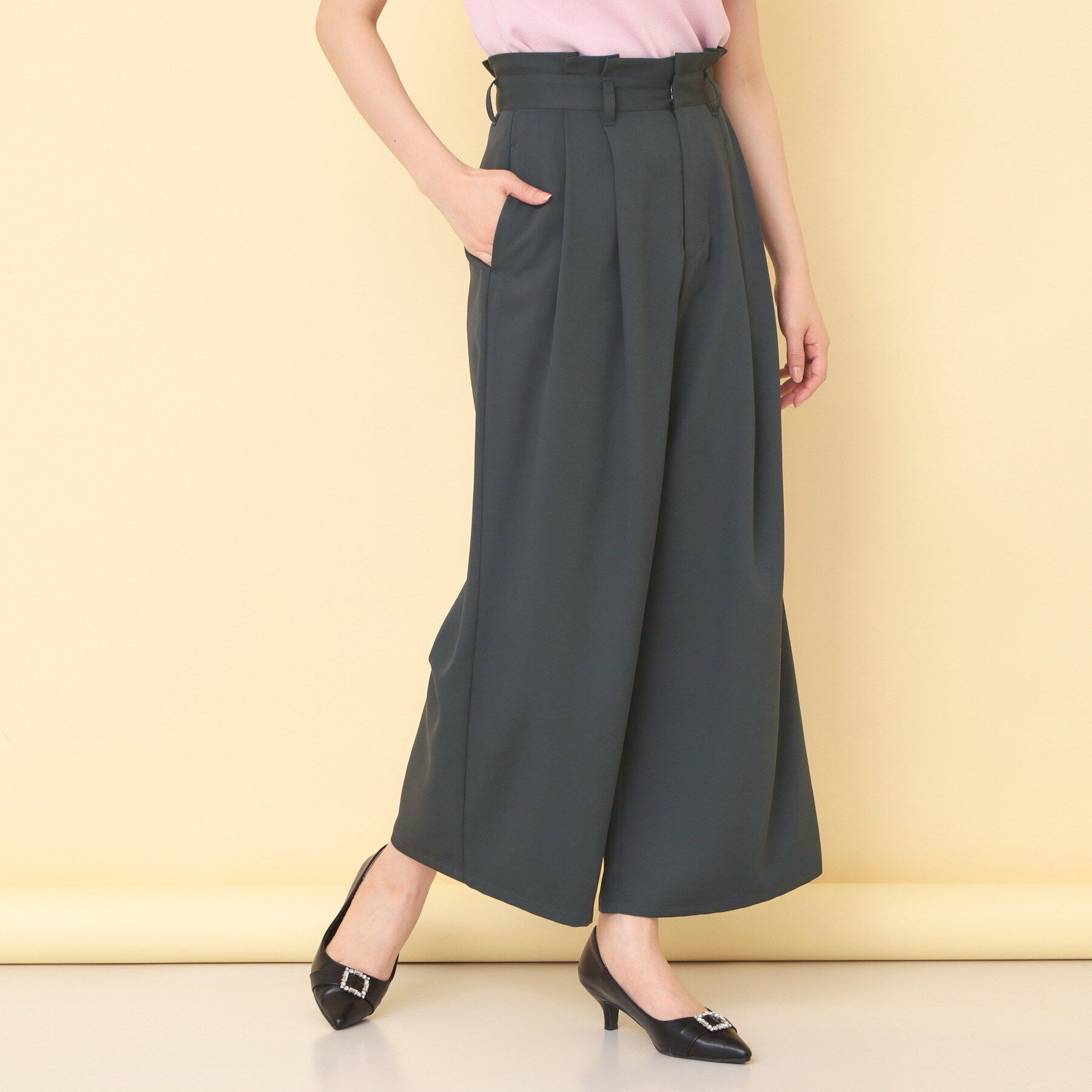 index「リボンベルト付カラーワイドパンツ【洗濯機OK】」|その他|