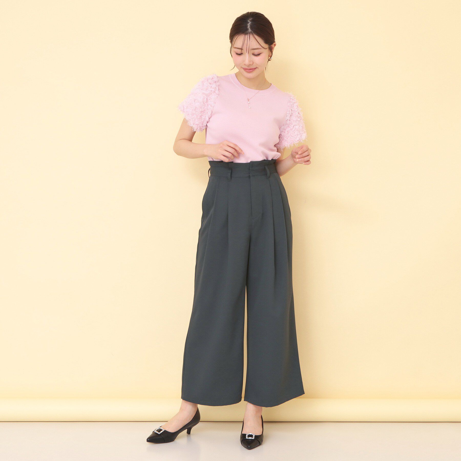 index「リボンベルト付カラーワイドパンツ【洗濯機OK】」|その他|