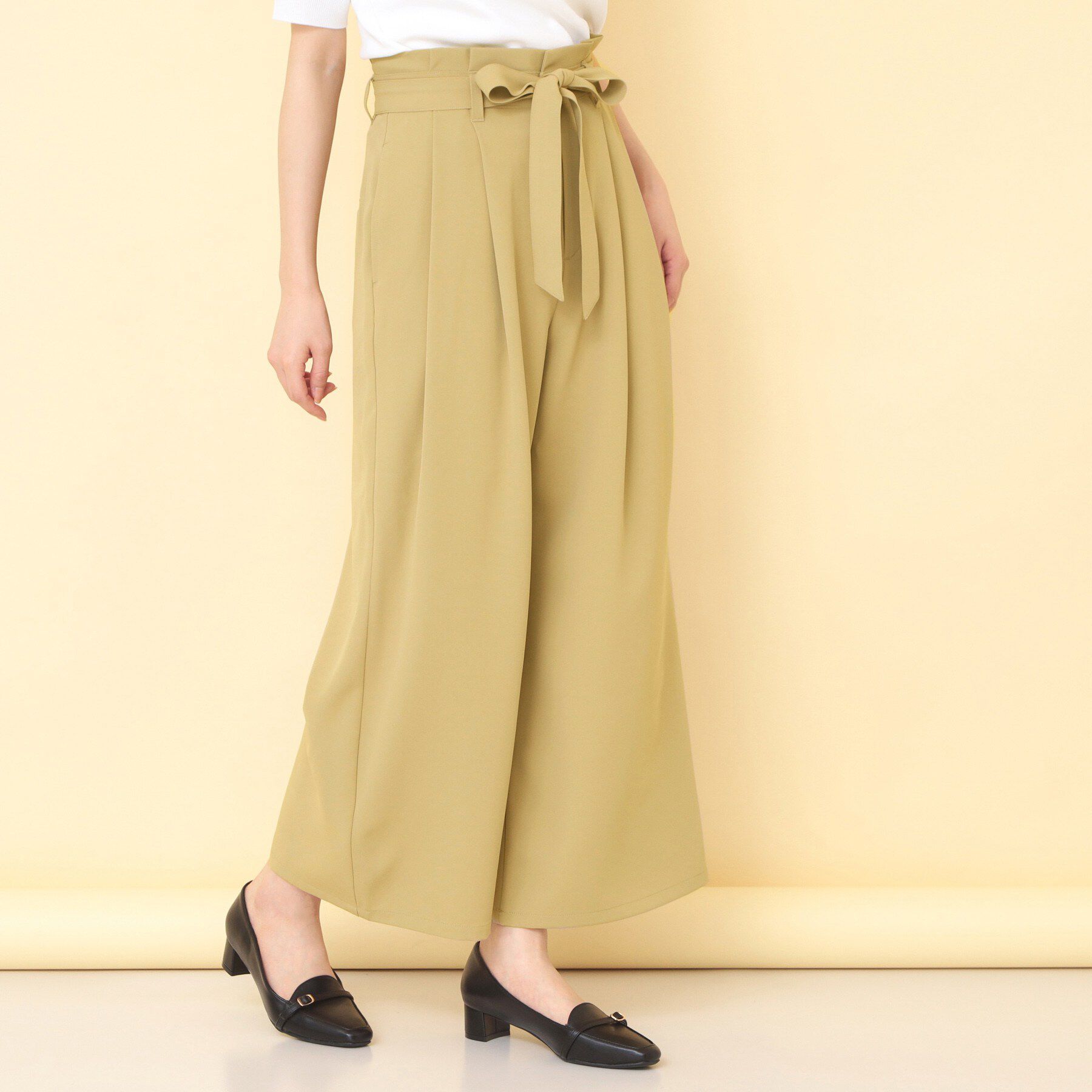 index「リボンベルト付カラーワイドパンツ【洗濯機OK】」|その他|ベージュ(052)
