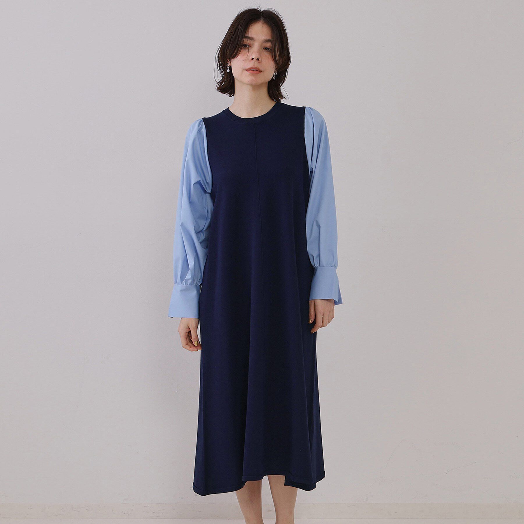 OPAQUE.CLIP「フハクスリーブニットワンピース【洗える】」|ワンピース|