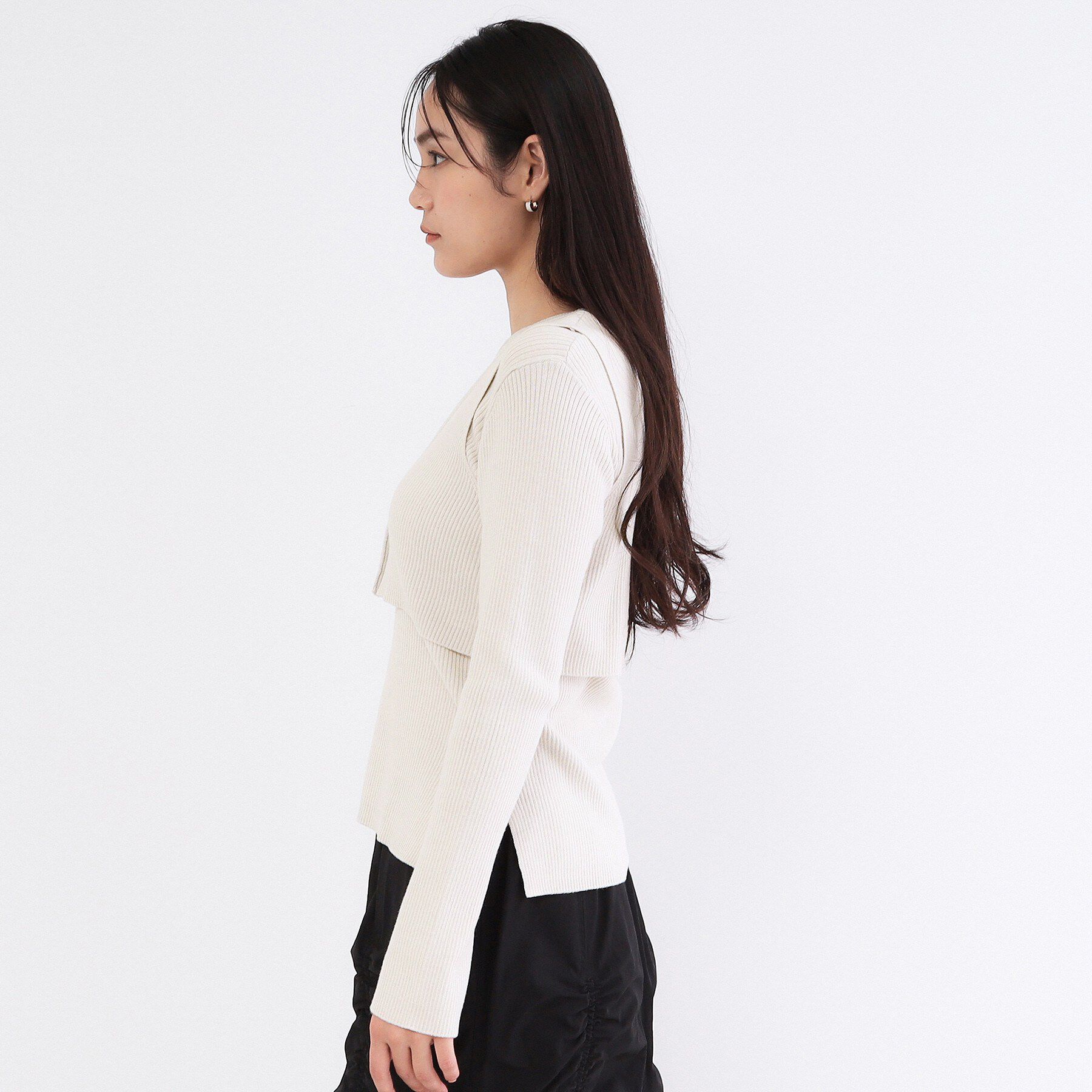 OPAQUE.CLIP「《ツインセット》ビスチェベスト&times;リブニット【洗濯機OK】」|ニット・セーター|