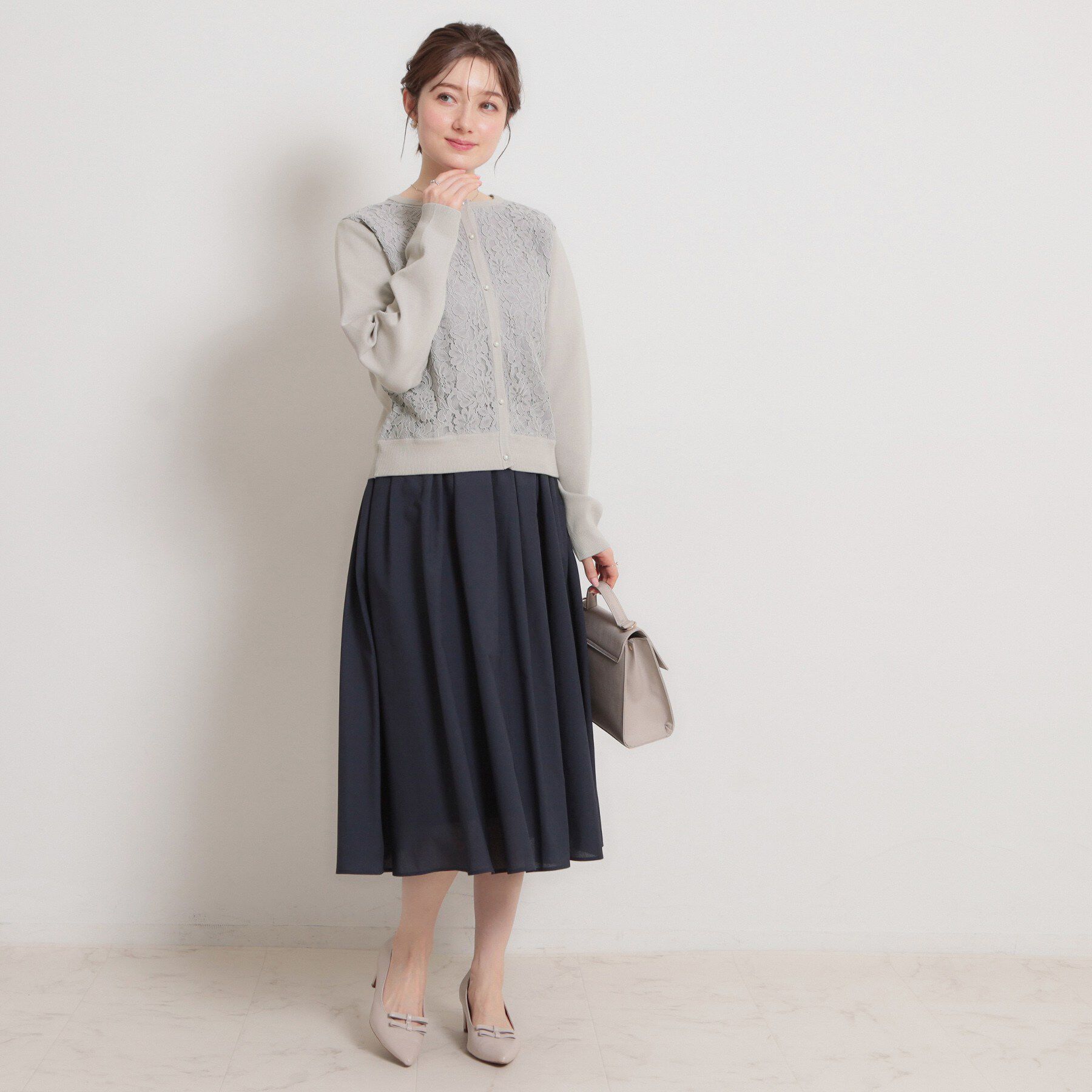 Couture broach「【洗える】コードレース カーディガン」|カーディガン|