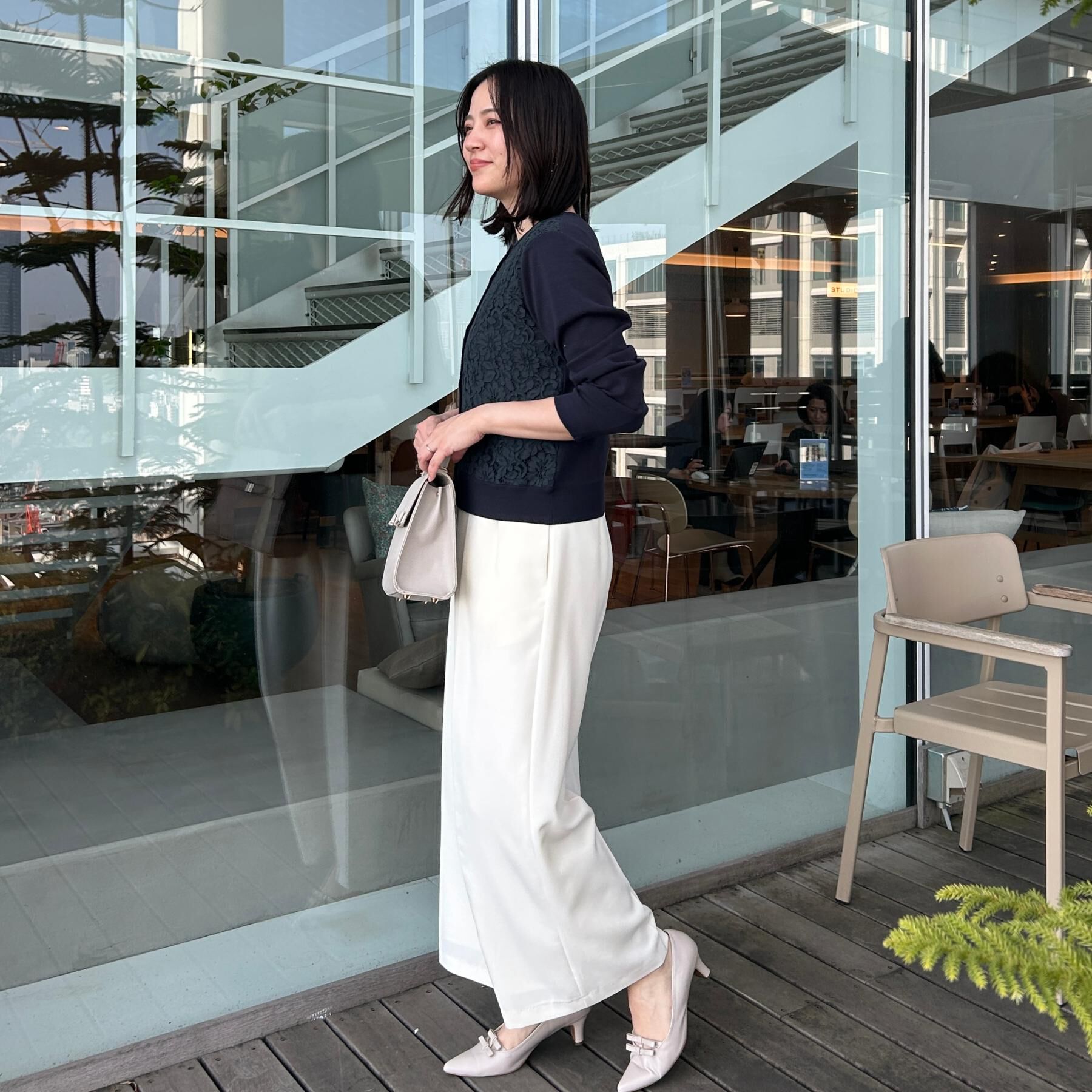 Couture broach「【洗える】コードレース カーディガン」|カーディガン|