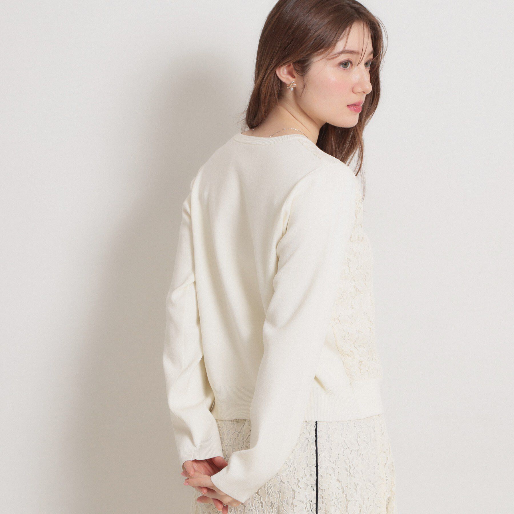 Couture broach「【洗える】コードレース カーディガン」|カーディガン|