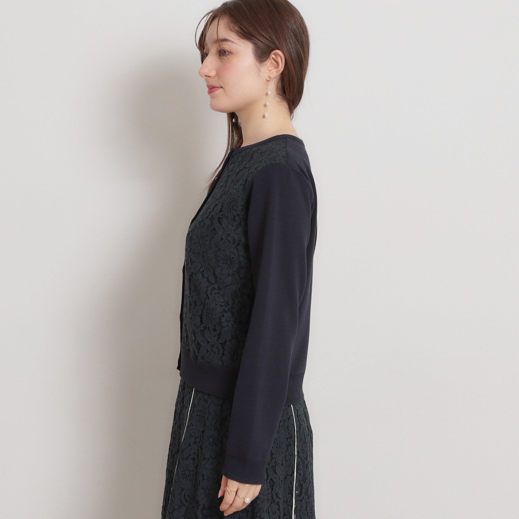 Couture broach「【洗える】コードレース カーディガン」|カーディガン|