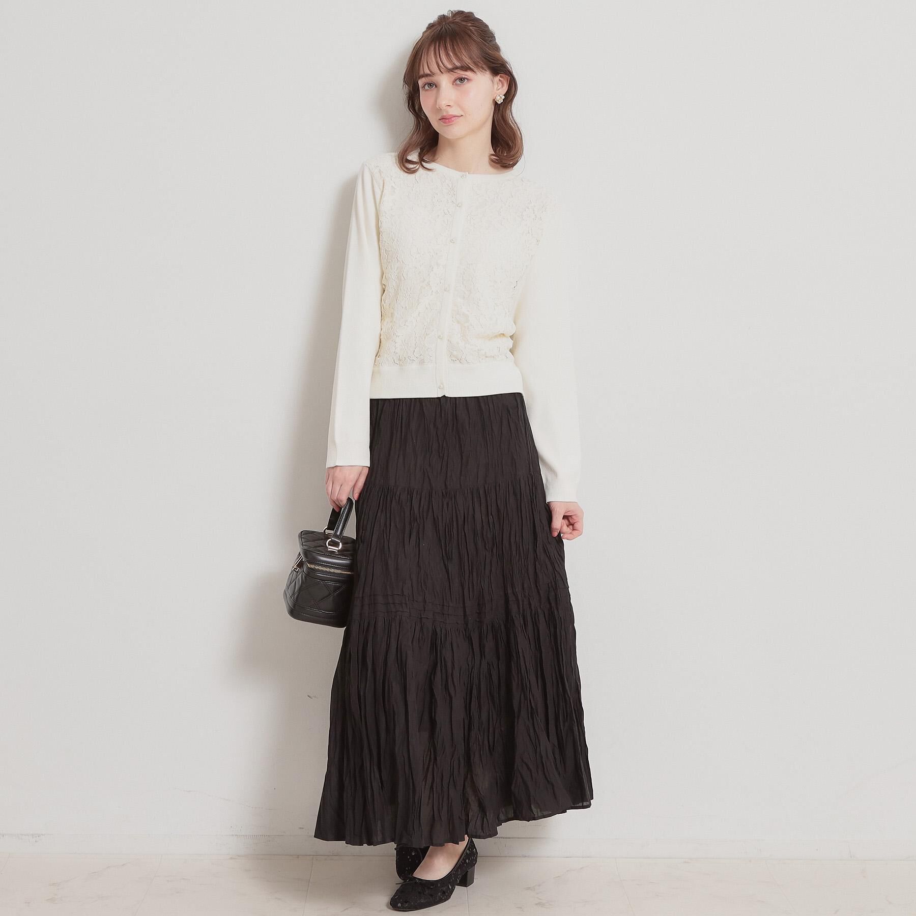 Couture broach「【洗える】コードレース カーディガン」|カーディガン|