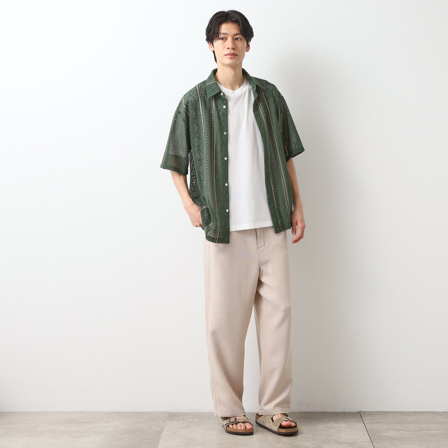 THE SHOP TK「クラフトレースアンサンブルシャツ【半袖Tシャツセットアイテム/オーバーサイズ/洗濯機OK】」|シャツ・ブラウス|