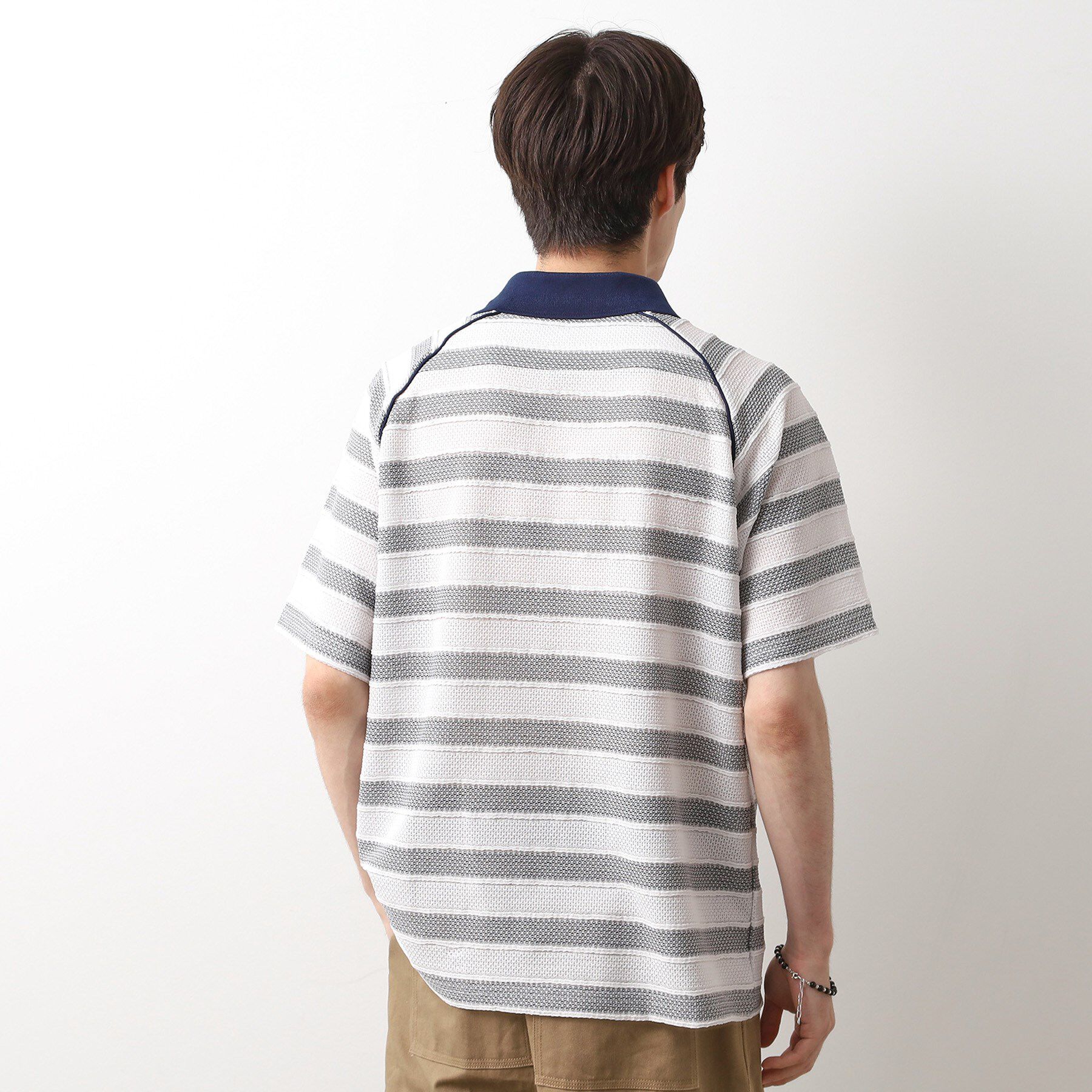 THE SHOP TK「変形ボーダーポロシャツ【洗濯機OK】」|Tシャツ・カットソー|