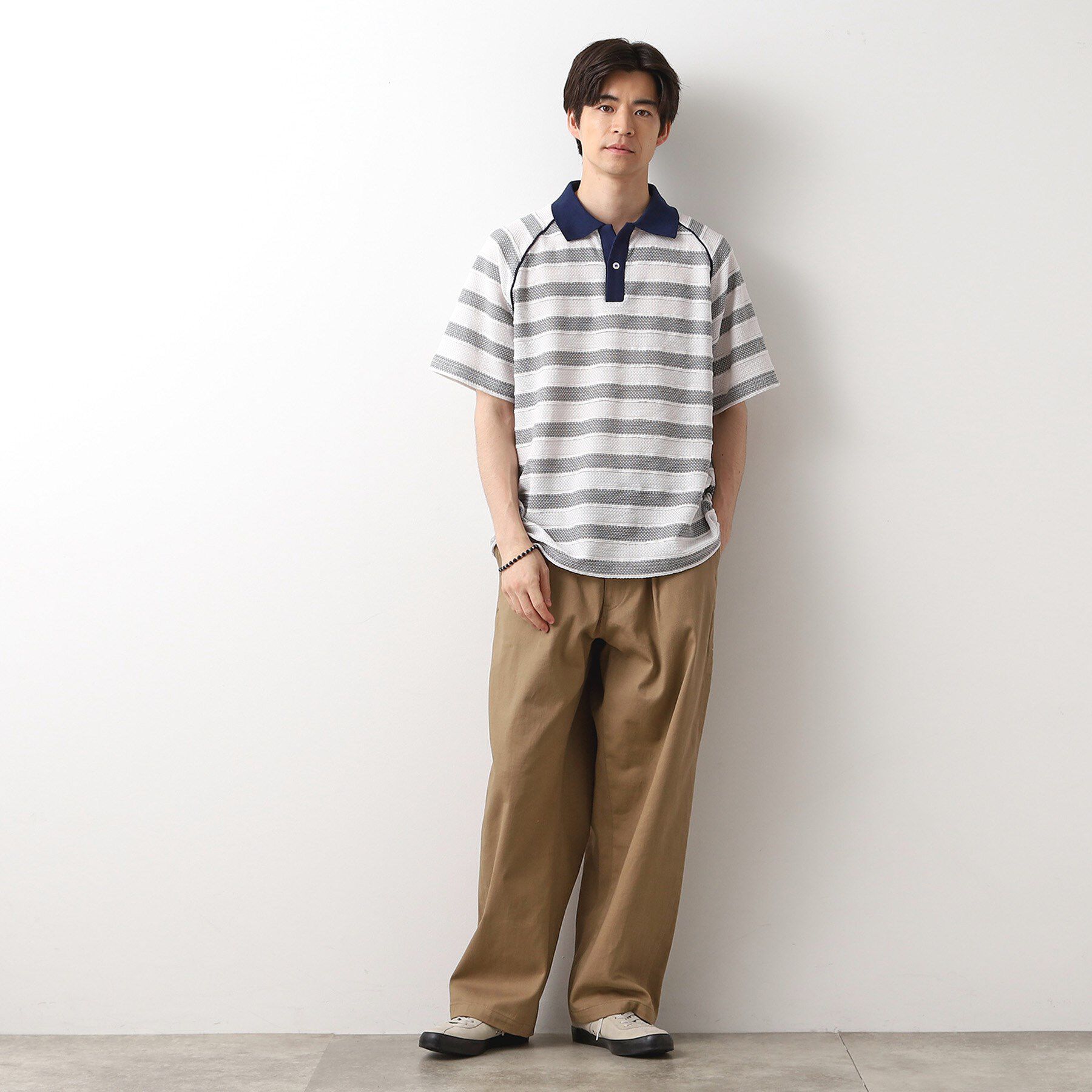 THE SHOP TK「変形ボーダーポロシャツ【洗濯機OK】」|Tシャツ・カットソー|