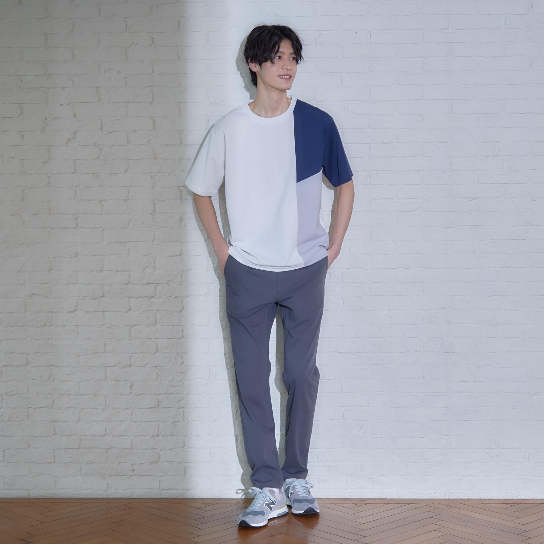 THE SHOP TK「【一枚で着映える】パターンブロッキング 半袖Tシャツ 洗濯機OK」|Tシャツ・カットソー|