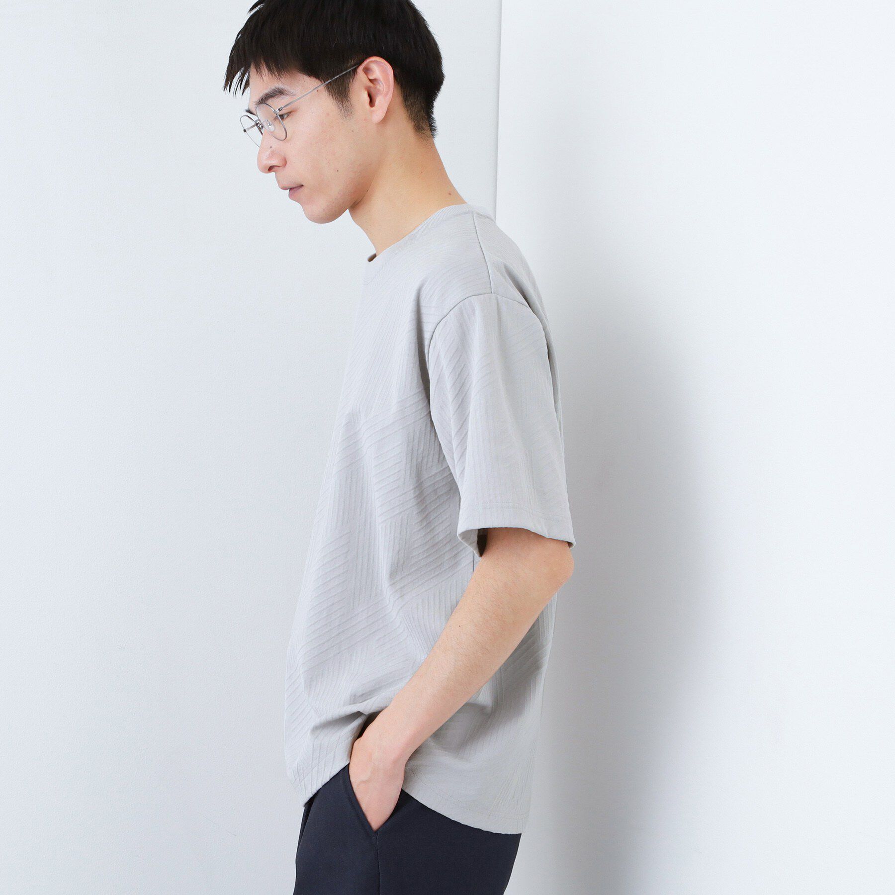 THE SHOP TK「【無地だと少し物足りないという方へ】ジオメトリック柄 半袖Tシャツ 洗濯機OK」|Tシャツ・カットソー|