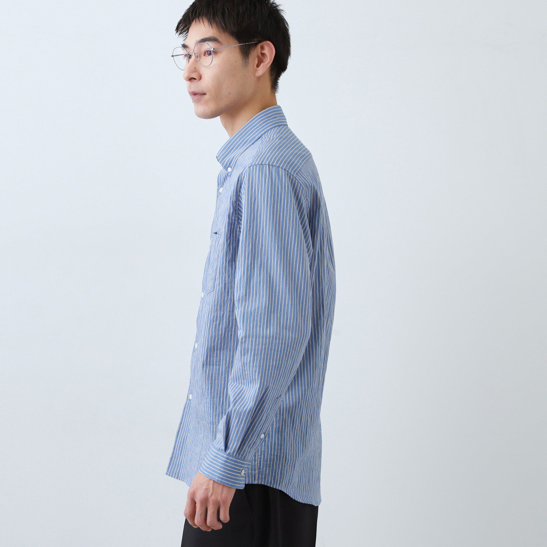 THE SHOP TK「【綿毛のように軽い】フラフテックス ストライプ長袖シャツ 洗濯機OK」|シャツ・ブラウス|