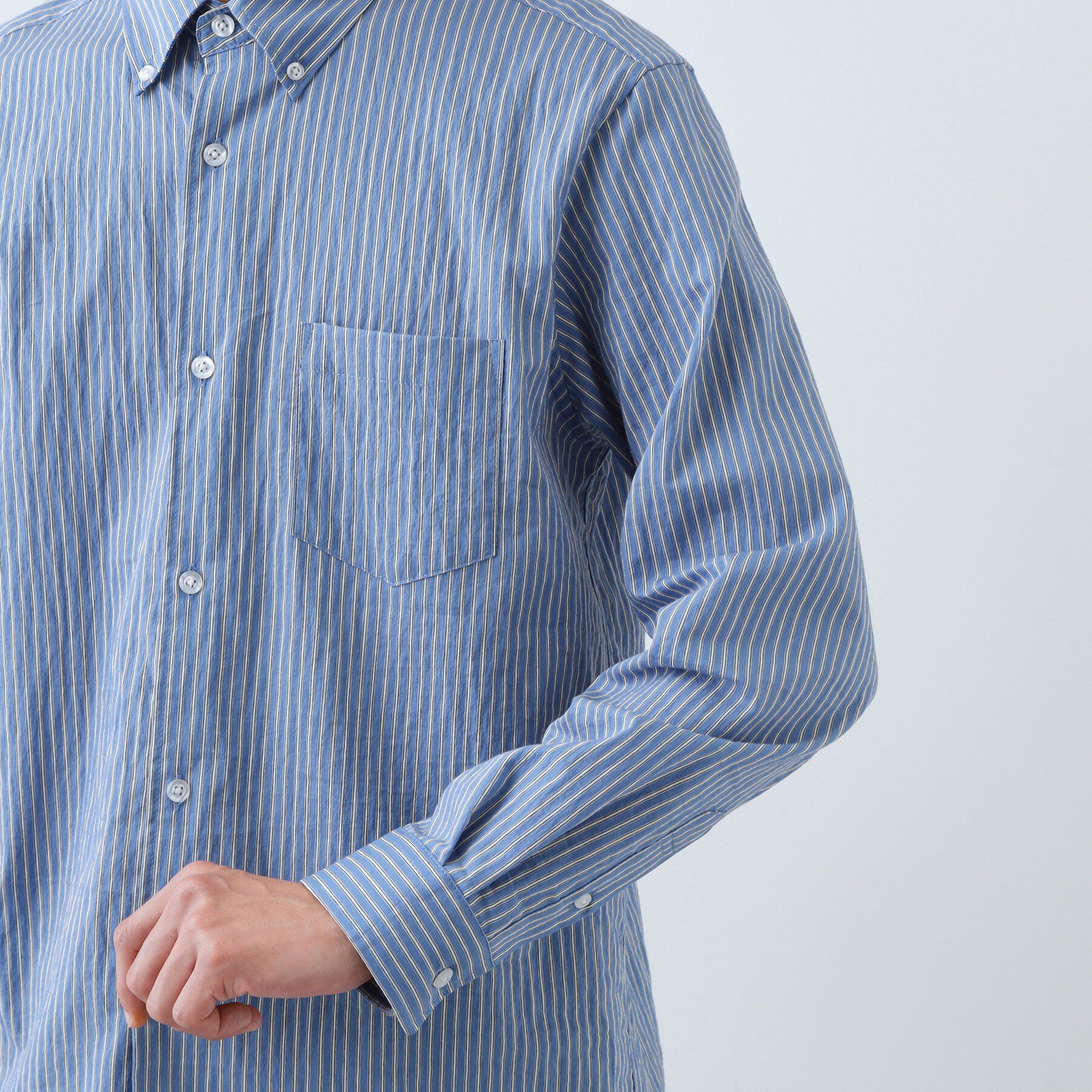 THE SHOP TK「【綿毛のように軽い】フラフテックス ストライプ長袖シャツ 洗濯機OK」|シャツ・ブラウス|
