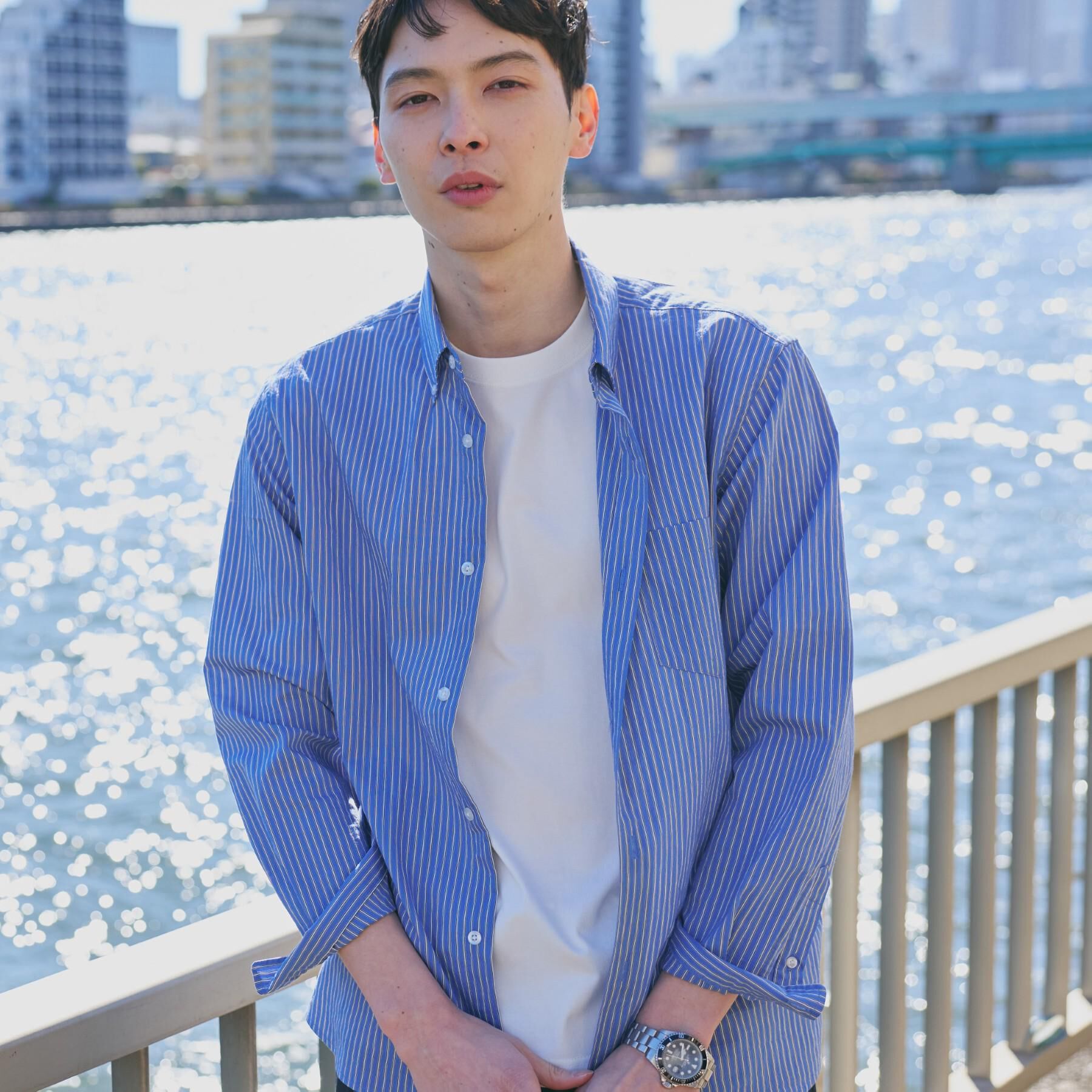 THE SHOP TK「【綿毛のように軽い】フラフテックス ストライプ長袖シャツ 洗濯機OK」|シャツ・ブラウス|