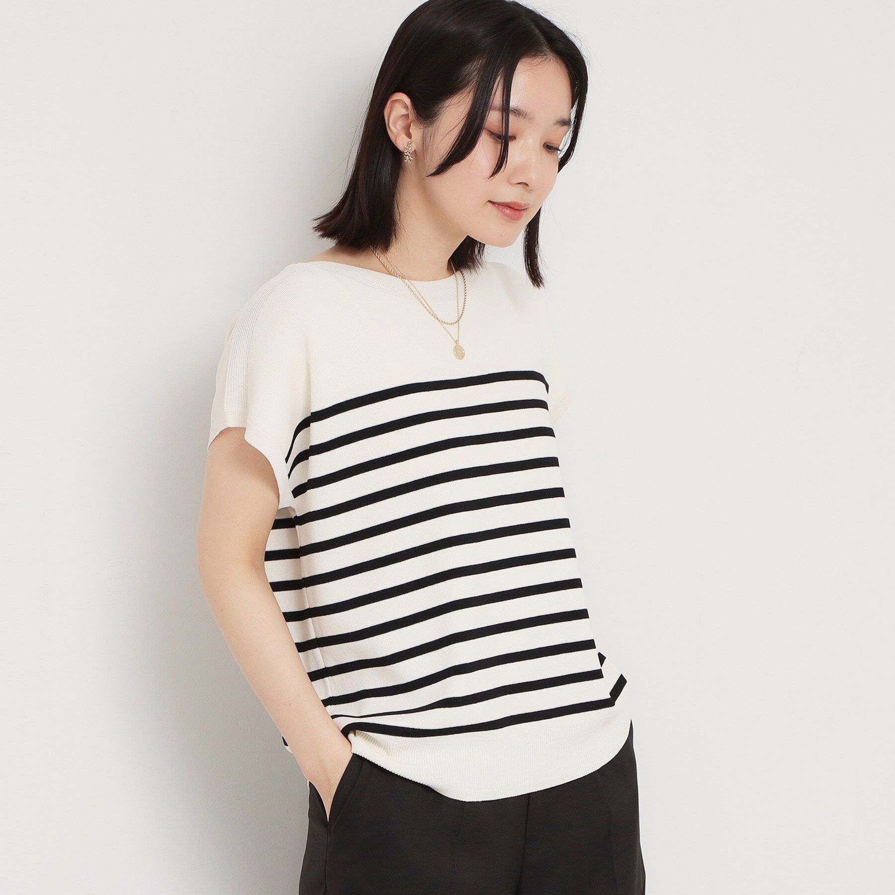 THE SHOP TK「【ひんやりタッチ】多機能フレンチプルオーバー 洗濯機OK/UVケア/毛玉になりにくい」|ニット・セーター|アイボリー(304)