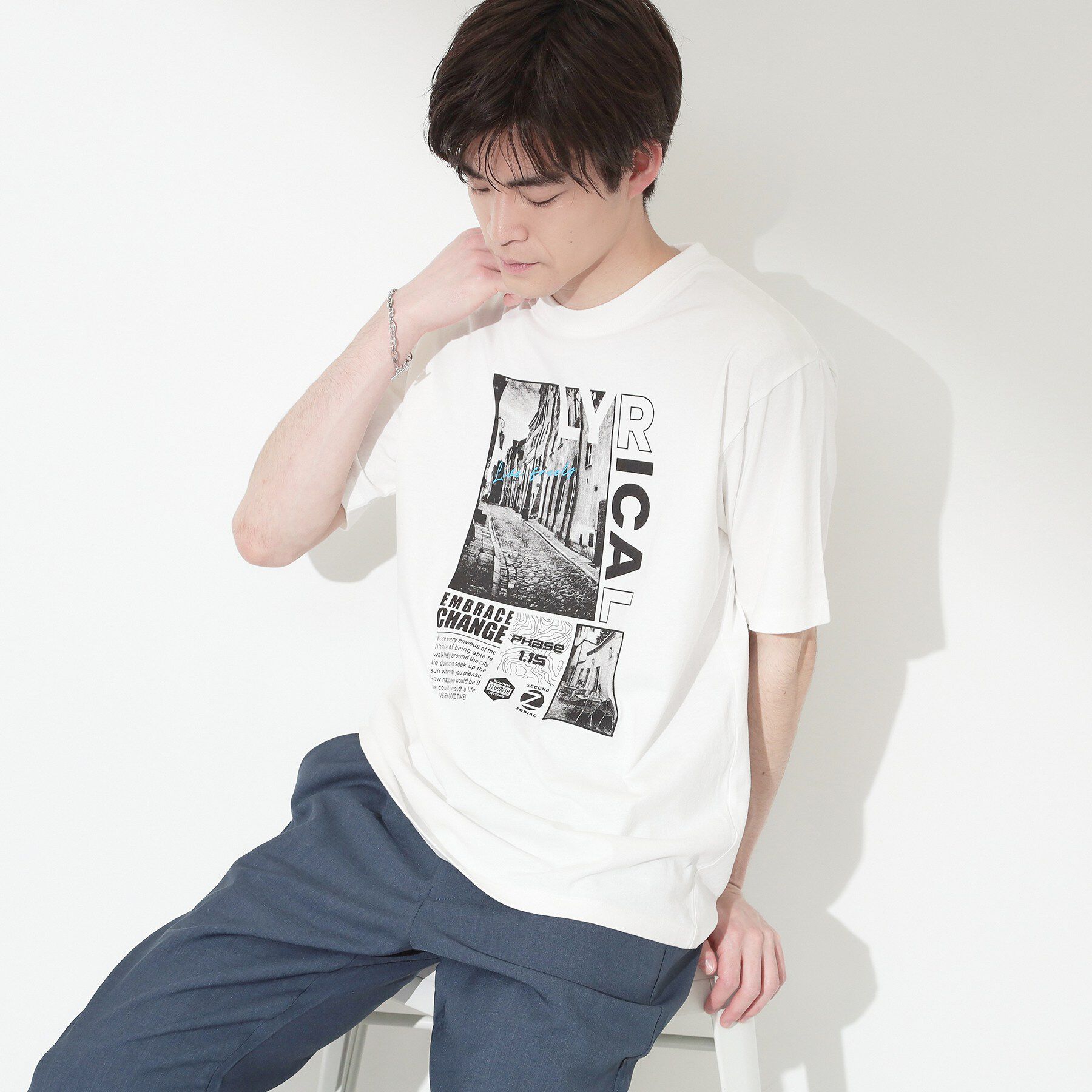 THE SHOP TK「【夏コーデの主役に】グラフィックコットン半袖Tシャツ CAT／LANDSCAPE」|Tシャツ・カットソー|