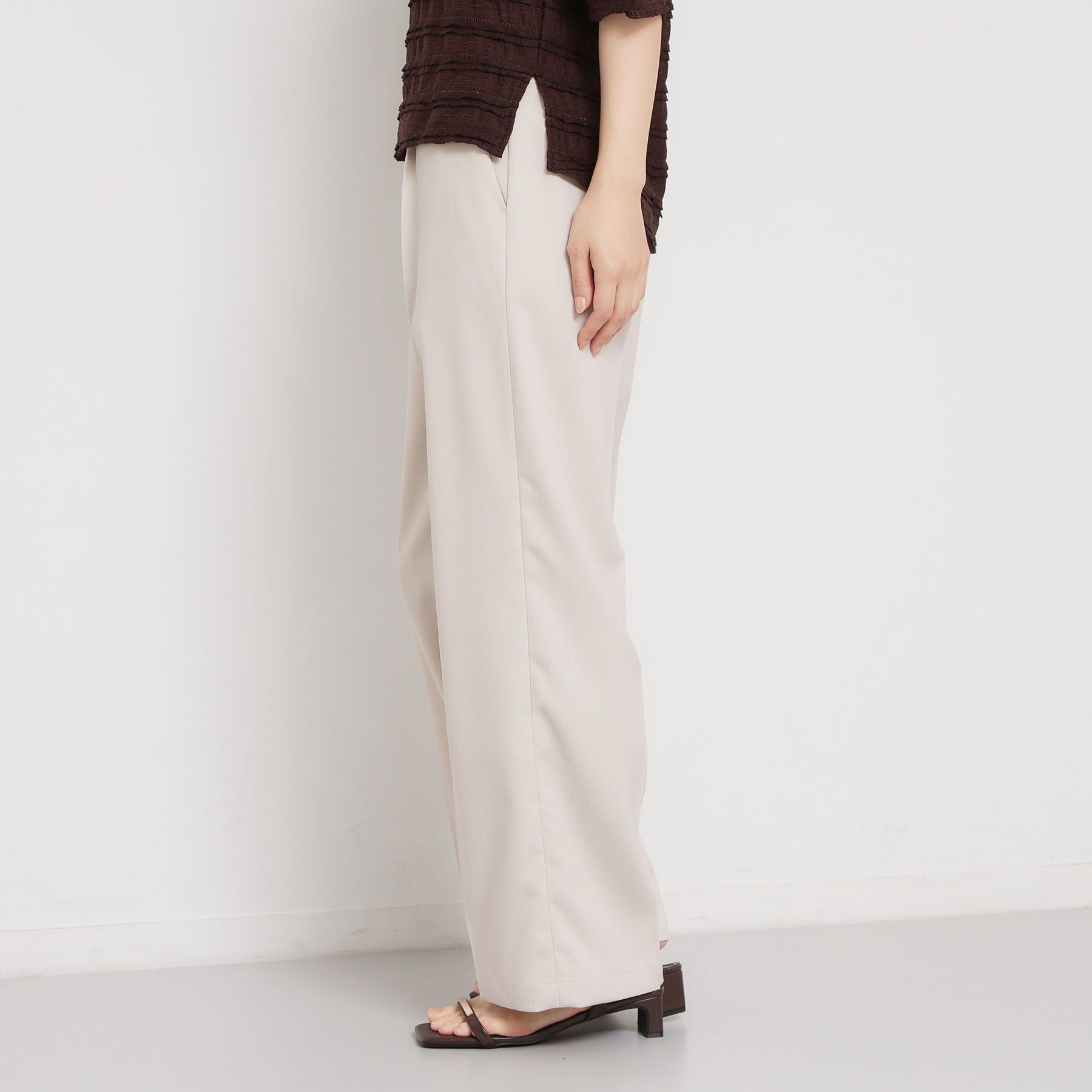 THE SHOP TK「【XS-XL/洗える】オン・オフ問わずきれいに決まる 麻調ワイドパンツ」|その他|