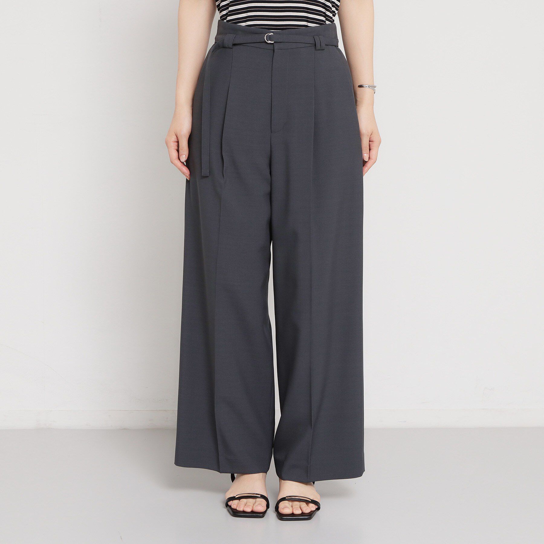 THE SHOP TK「麻調共ベルト付ワイドパンツ」|その他|