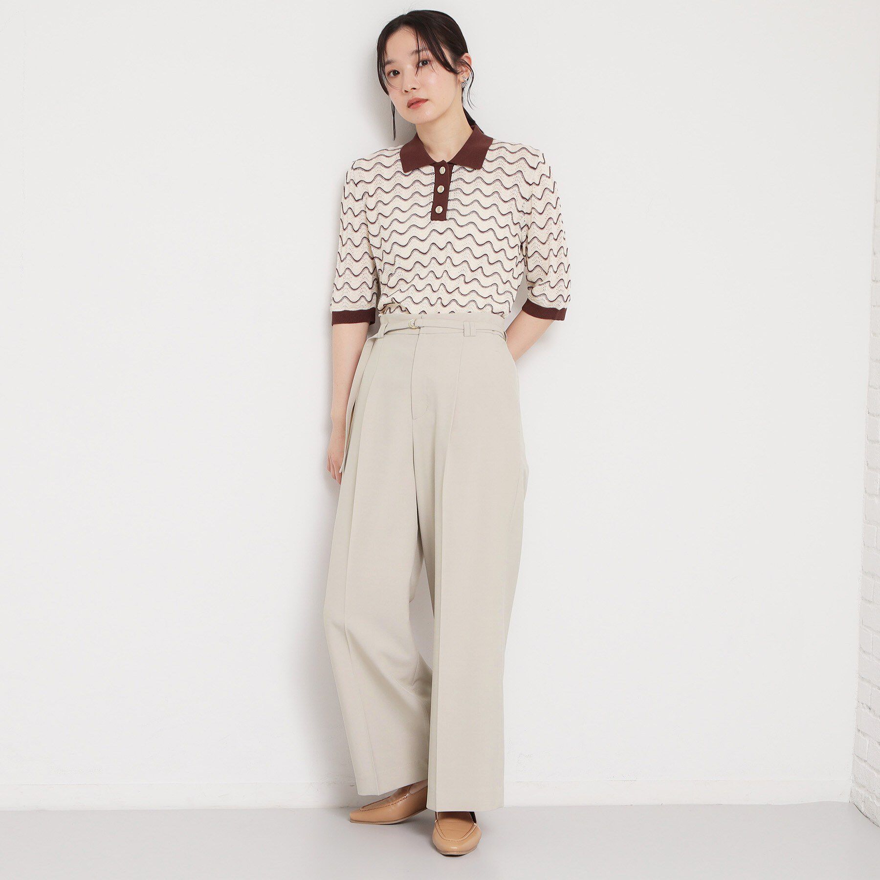 THE SHOP TK「麻調共ベルト付ワイドパンツ」|その他|