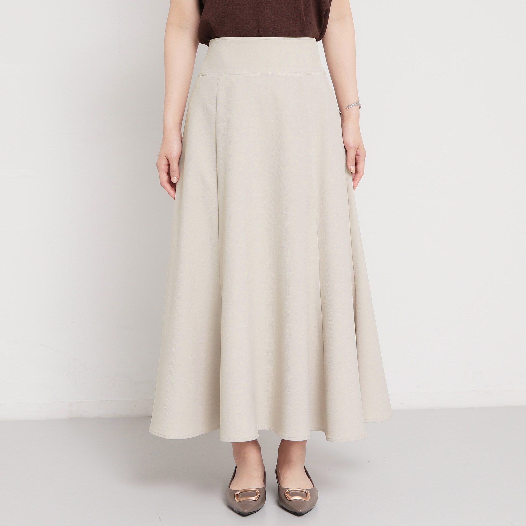 THE SHOP TK「麻調ミモレ丈フレアスカート」|スカート|