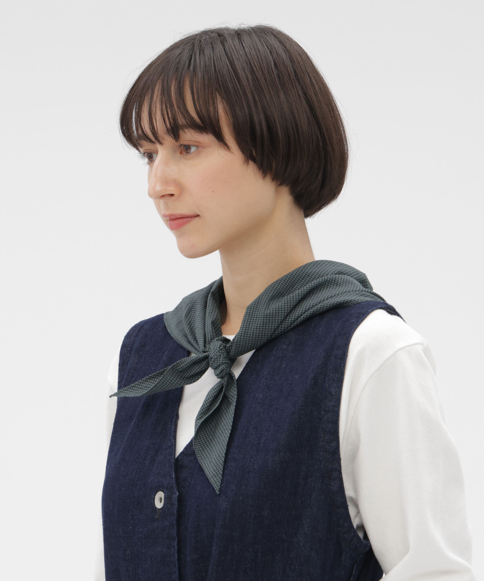 MHL.「TINY GINGHAM COTTON SCARF」|バンダナ・スカーフ|