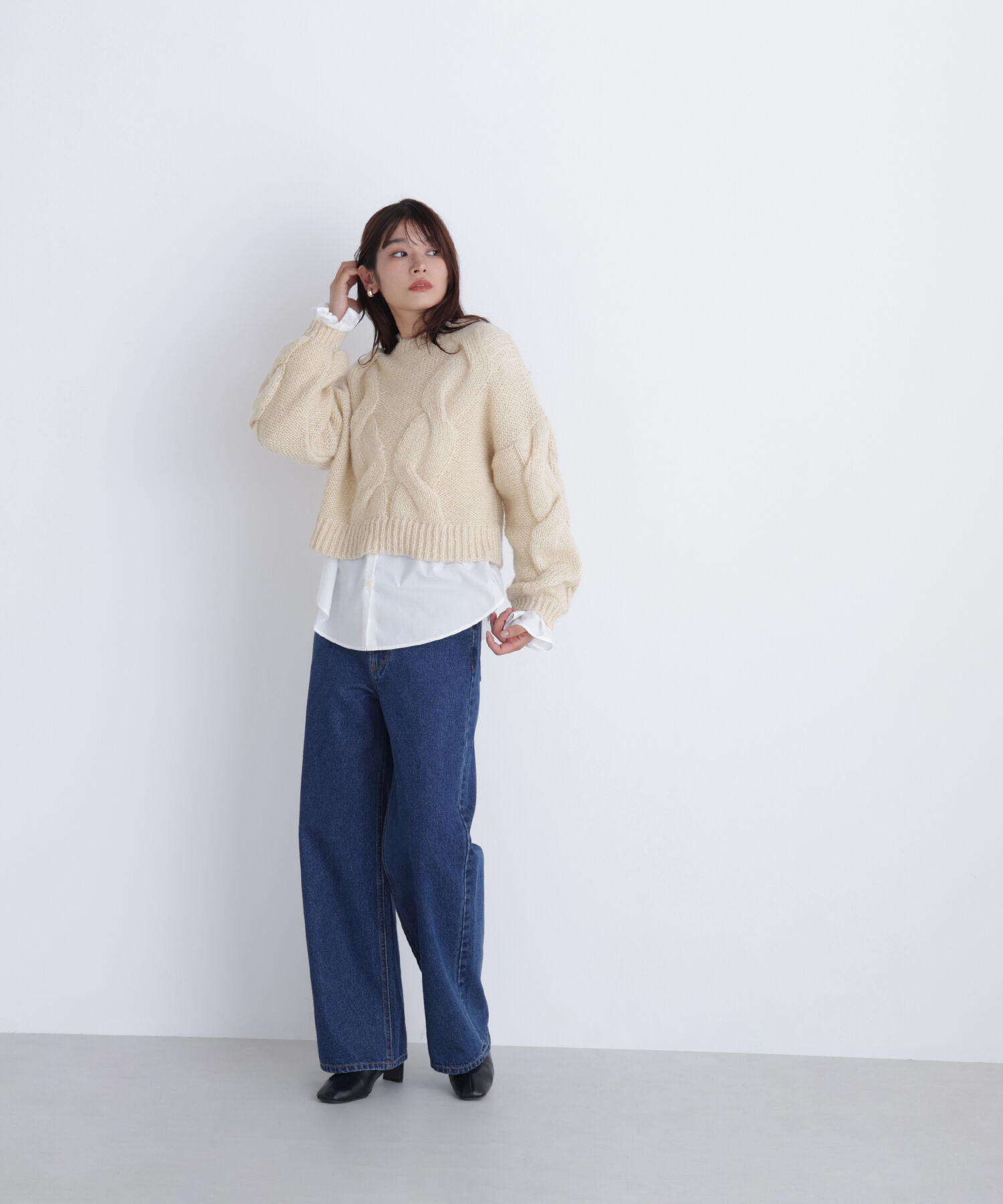  「クロップドビッグケーブルニット」|ニット・セーター|