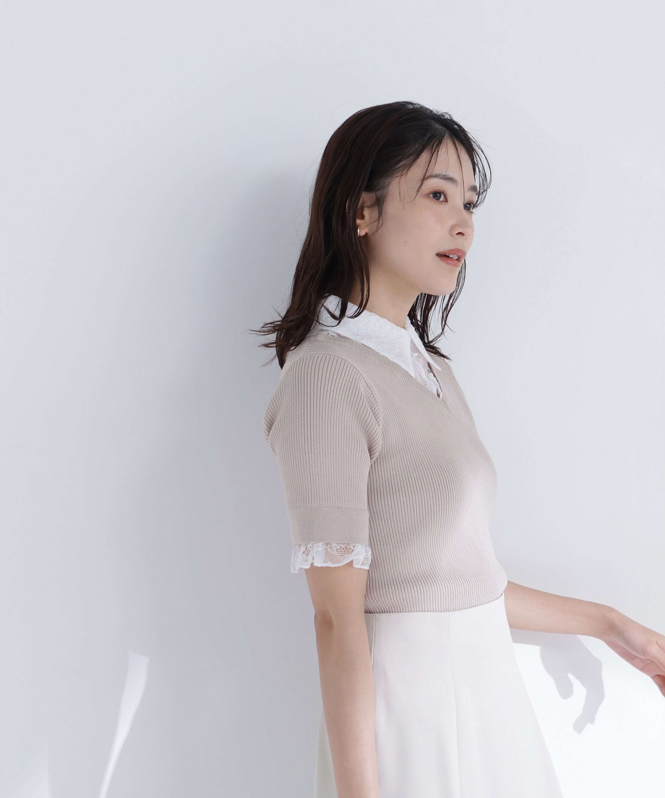  「レースカラードッキングニット」|ニット・セーター|